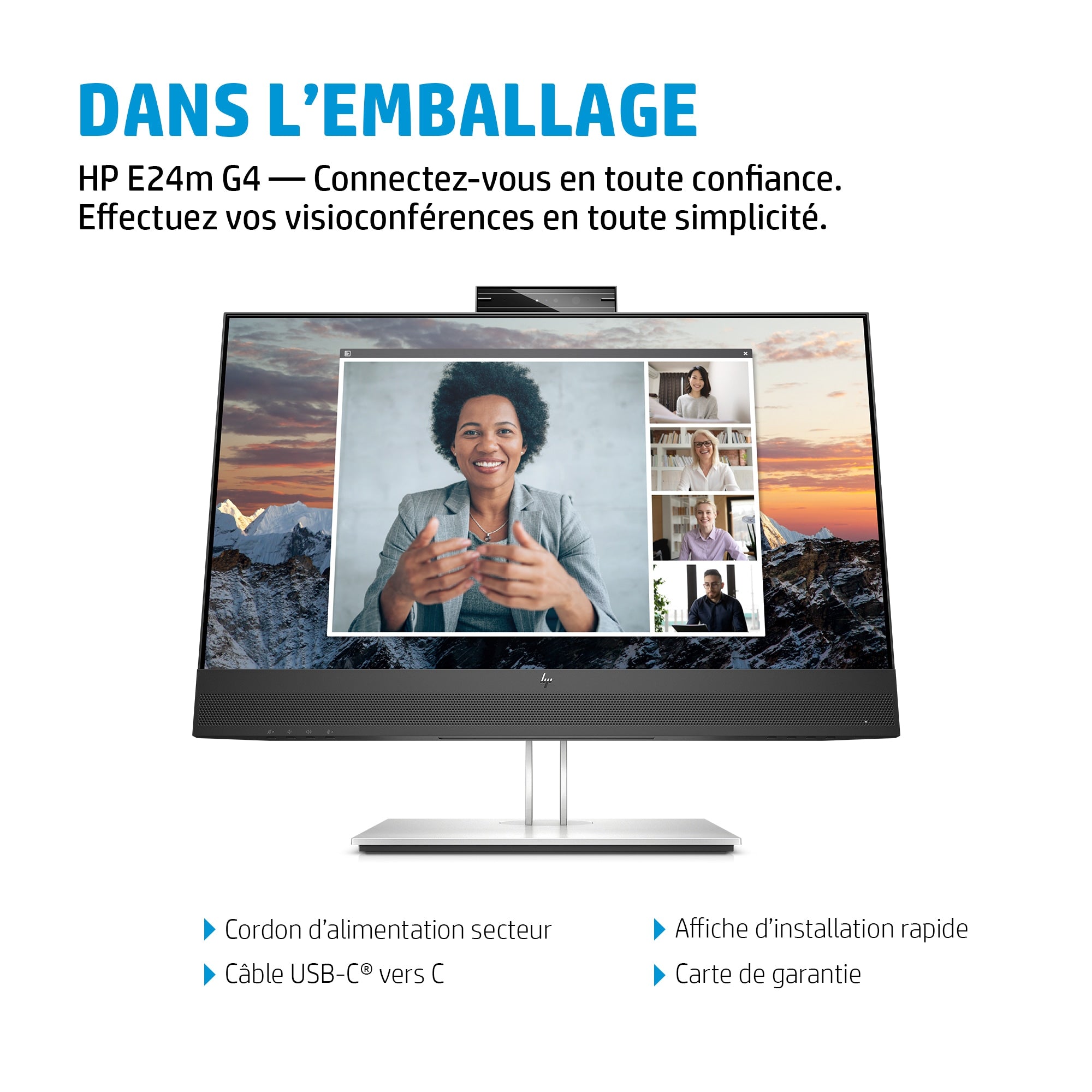 "HP E24m G4 60,5 cm (23.8"") 1920 x 1080 pixels Full HD Noir, Argent"