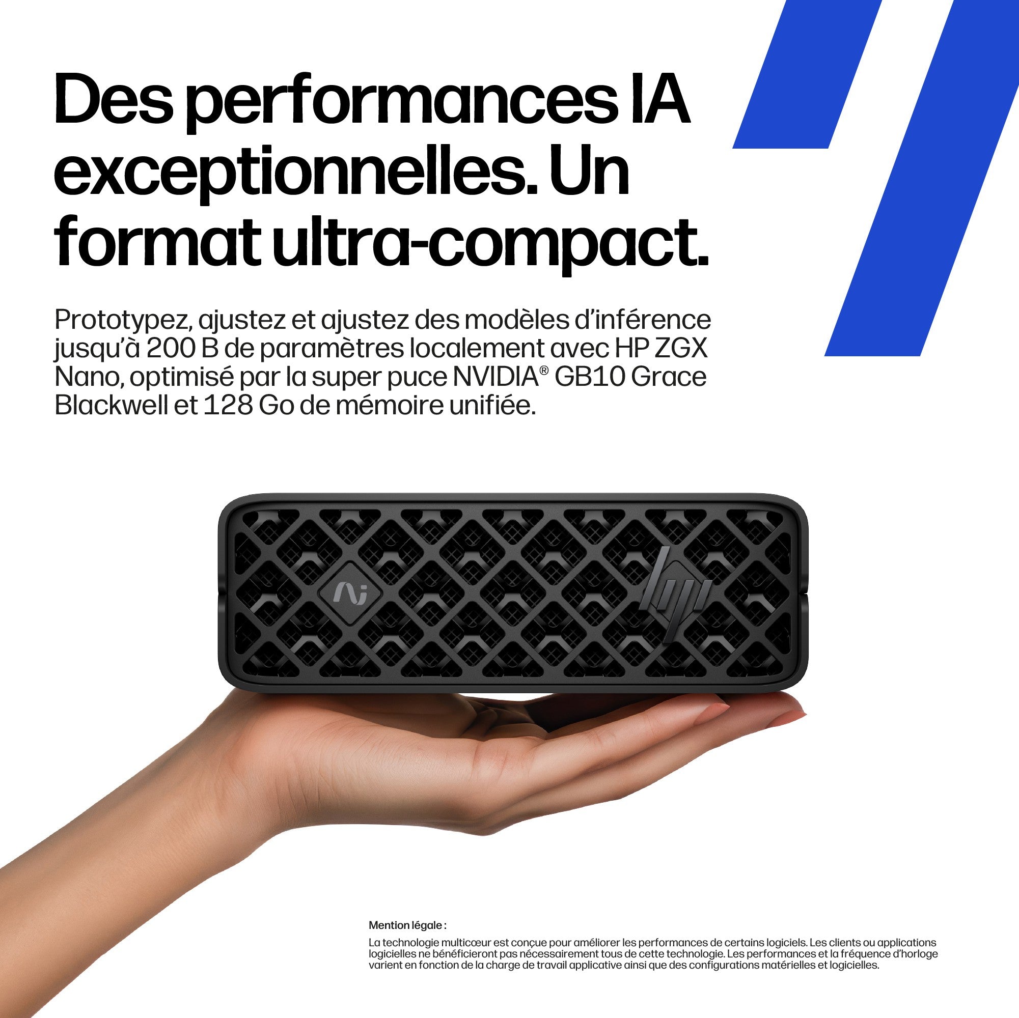 HP ZGX Nano G1n AI Station NVIDIA GraceBlackwell 10 128Go LPDDR5X 2To SSD Integrated DGX OS 7 1-1-0 Wty