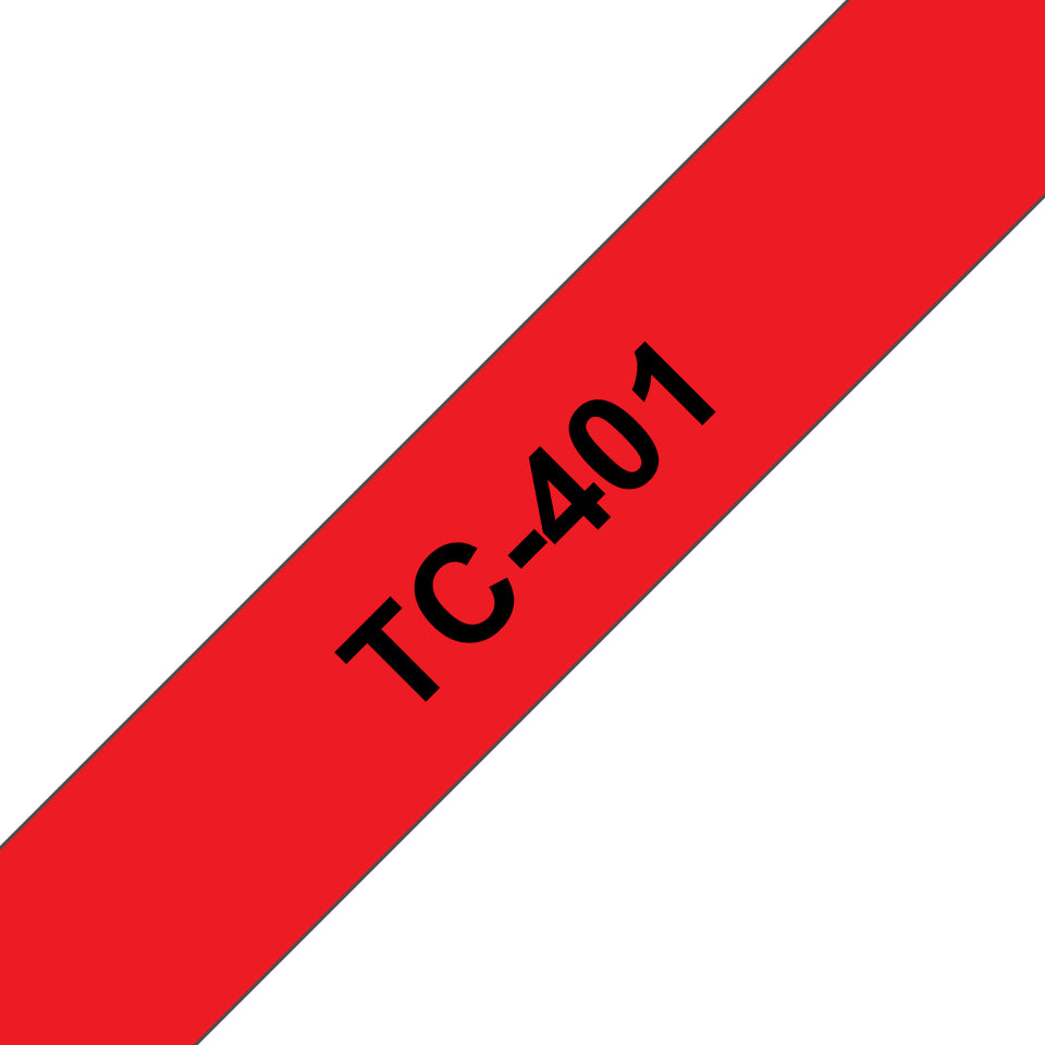 BROTHER P-TOUCH TC-401 noir sur rouge 12mm