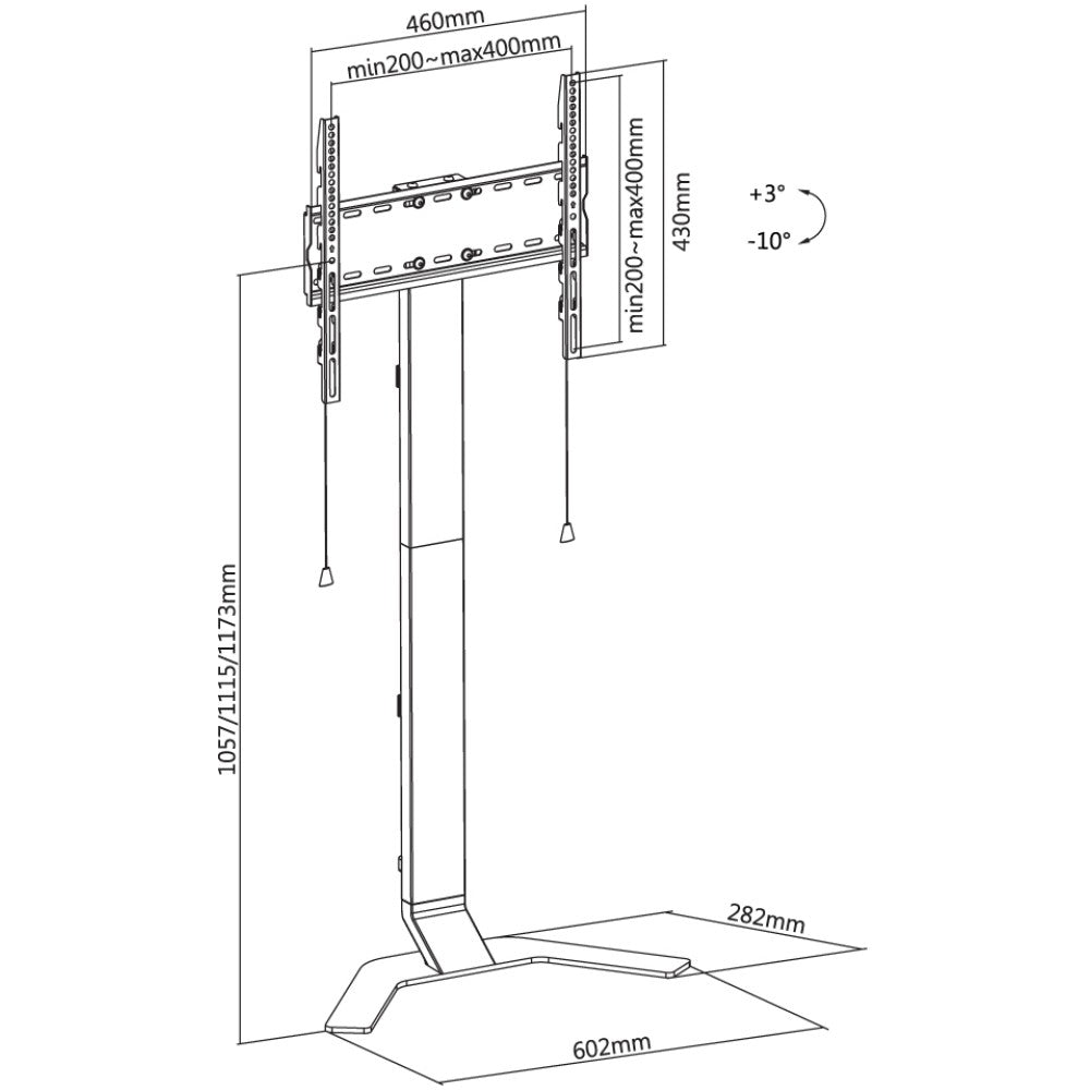 "Techly ICA-TR47 Support de sol pour TV 32-70"" jusqu'a 40kg réglable slim"