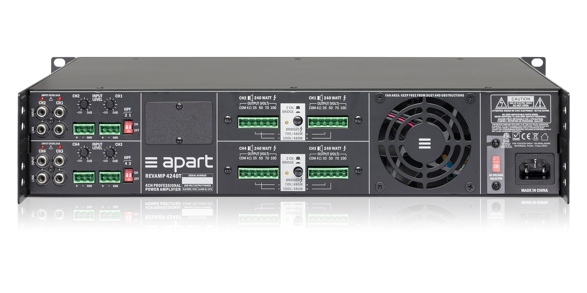 Biamp Professional 4 Channel Class-D Power Amplifier (4x 240W/100V)