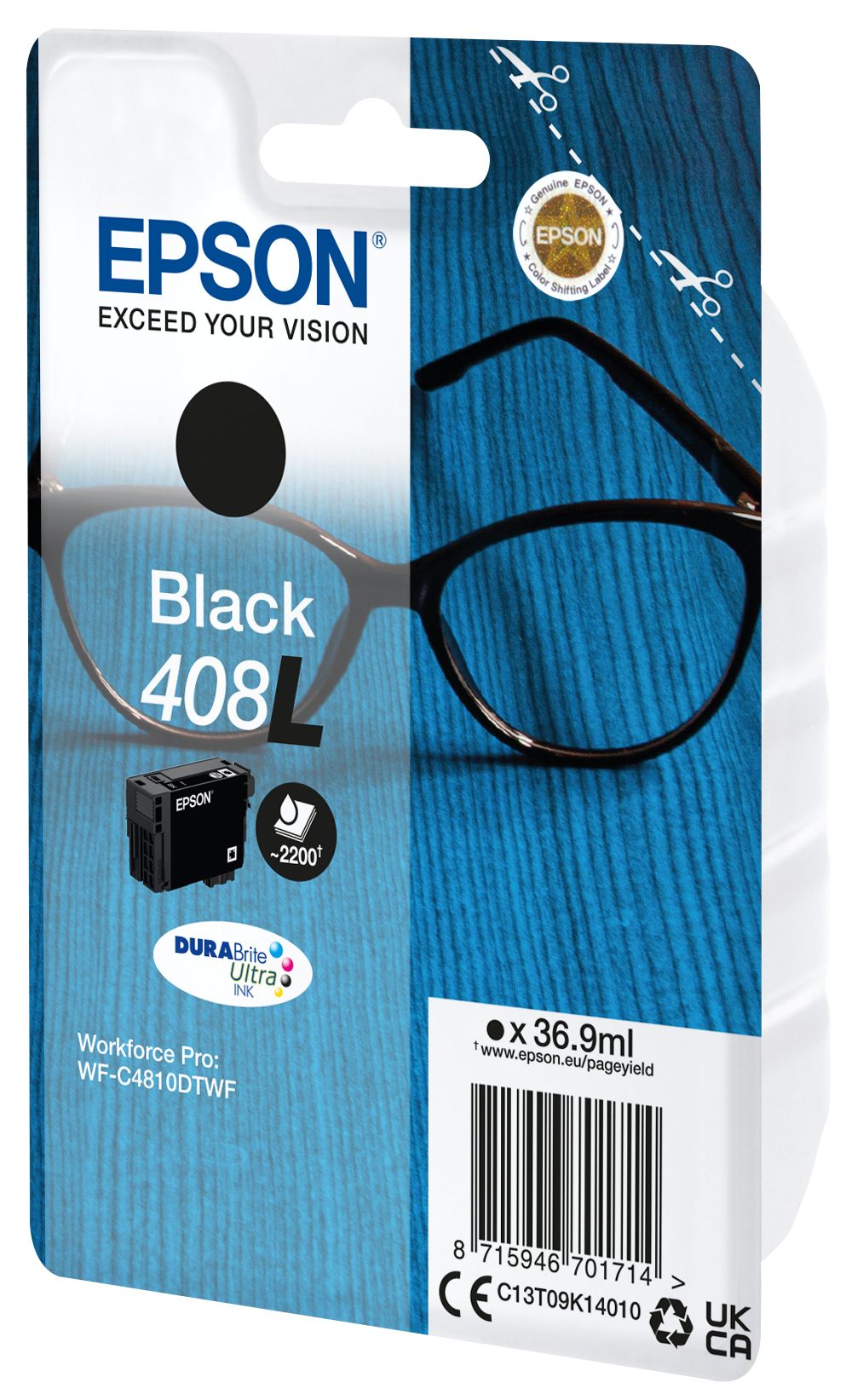EPSON 4LB Singlepack Black 408L DURABrite Ultra Ink