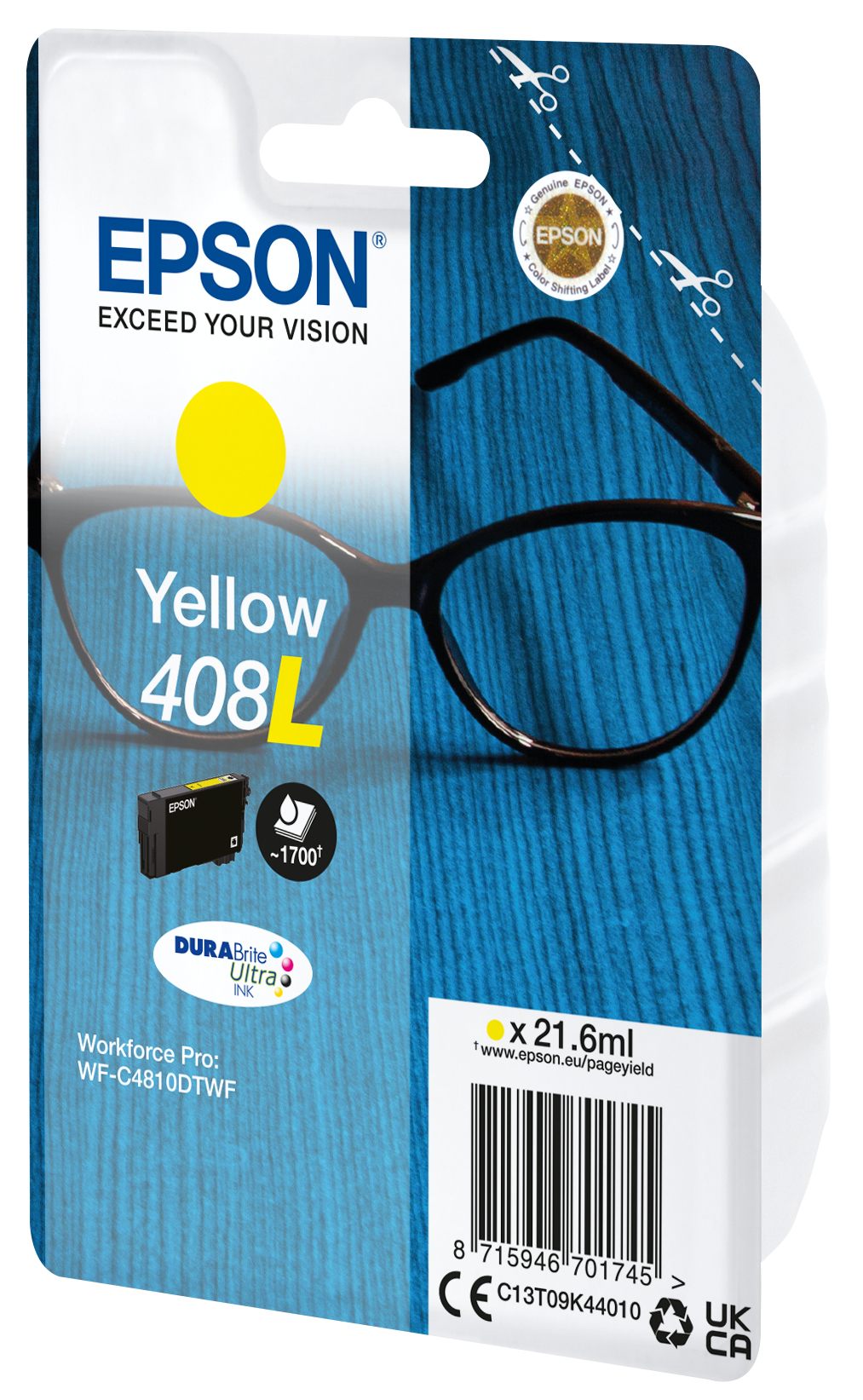 EPSON 6LB Singlepack Yellow 408L DURABrite Ultra Ink