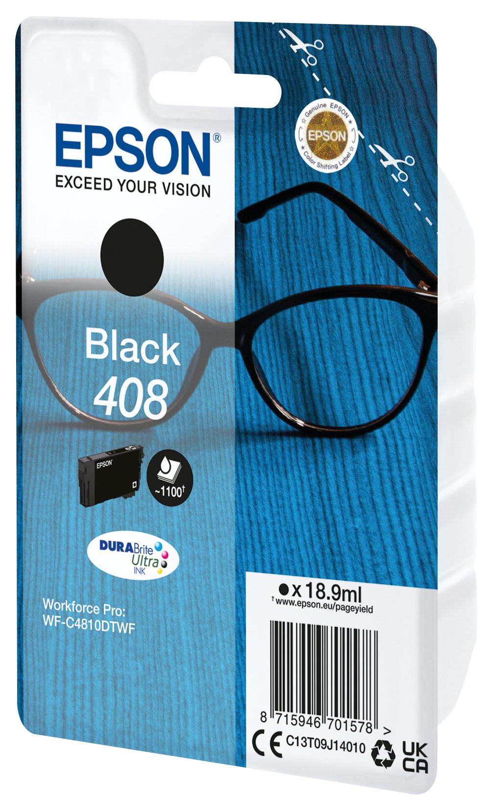 EPSON 4LB Singlepack Black 408 DURABrite Ultra Ink