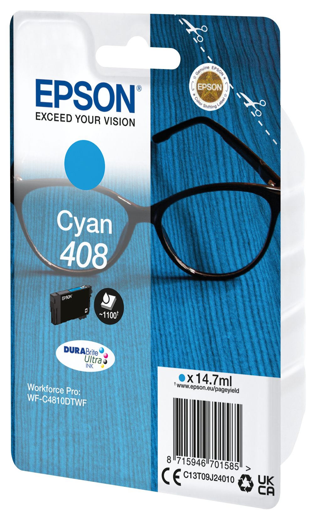 EPSON 6LB Singlepack Cyan 408 DURABrite Ultra Ink