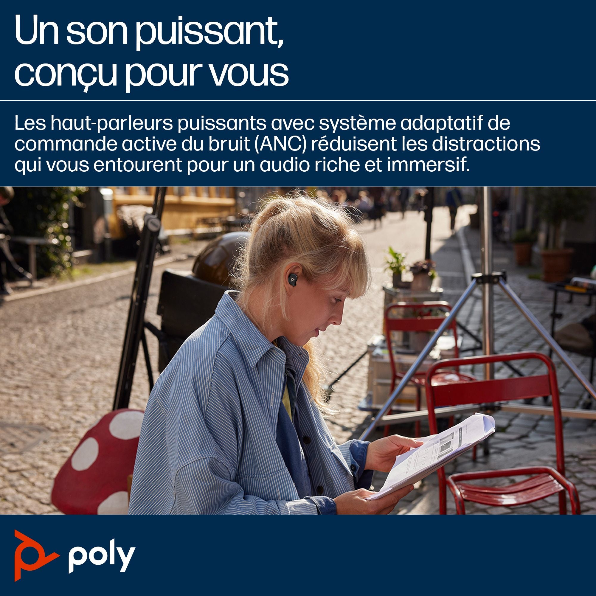 Poly Voyager Free 20 Oreillettes BlueTooth noires + étui de chargement Qi