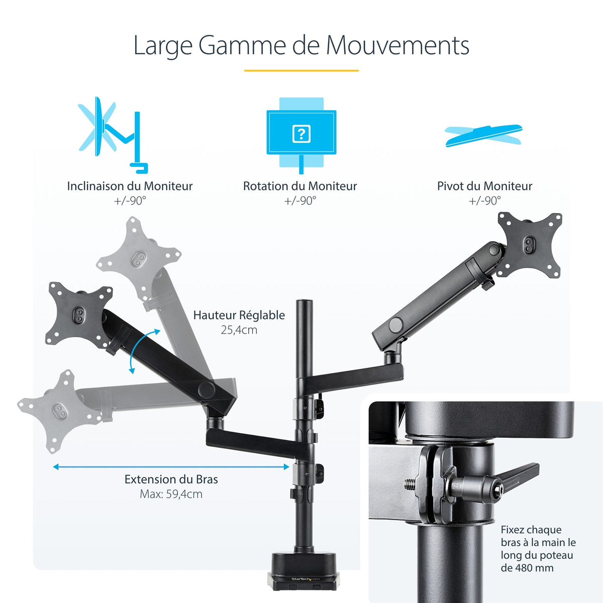 Desk Mount Dual Monitor Arm - 32in VESA