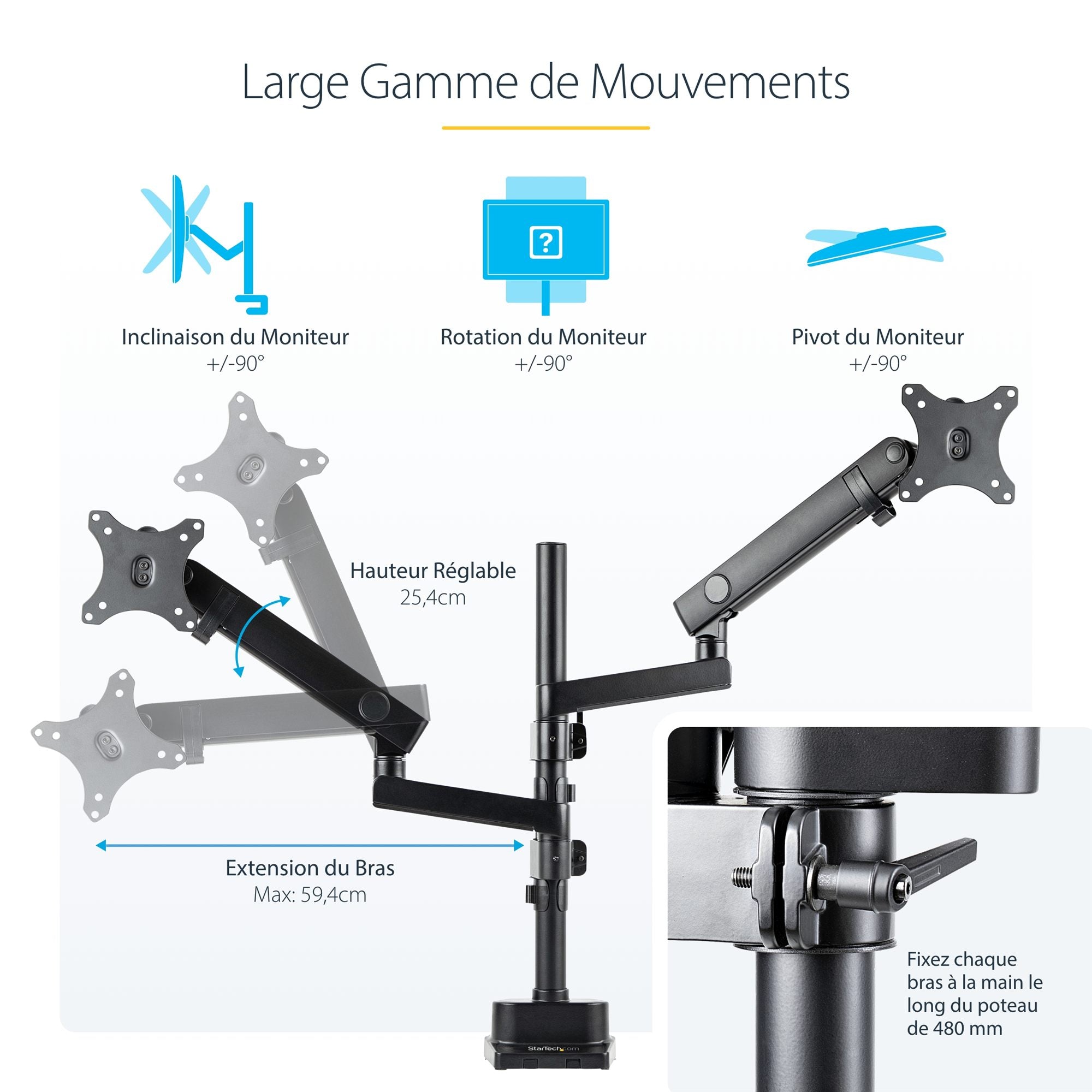 Desk Mount Dual Monitor Arm - 32in VESA