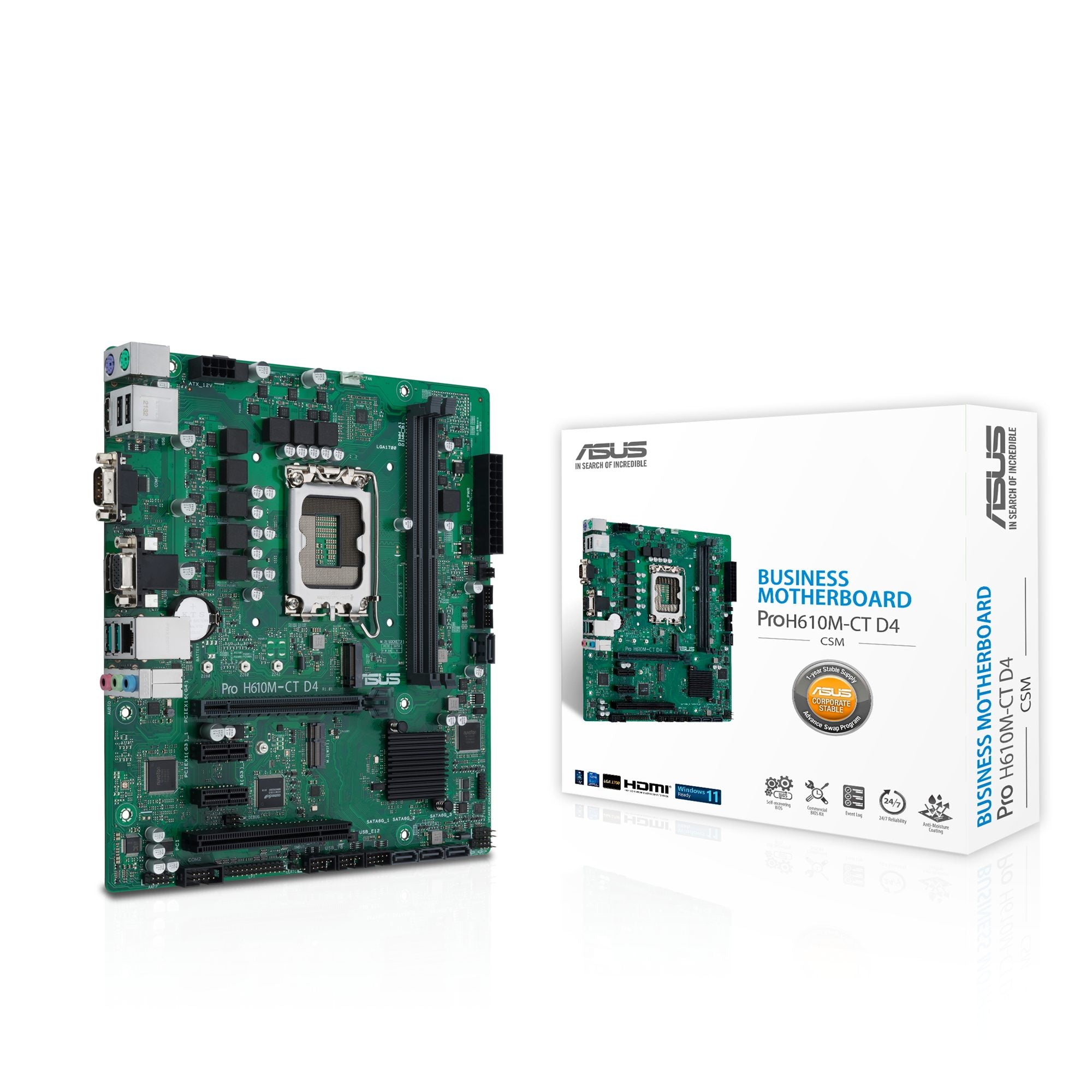 ASUS PRO H610M-CT D4-CSM LGA1700 2DDR4 microATX 4x SATA MB 1xHDMI 1xDP 1xD-Sub 1xM.2
