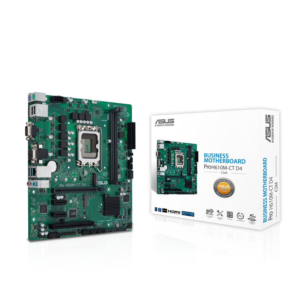 ASUS PRO H610M-CT D4-CSM LGA1700 2DDR4 microATX 4x SATA MB 1xHDMI 1xDP 1xD-Sub 1xM.2