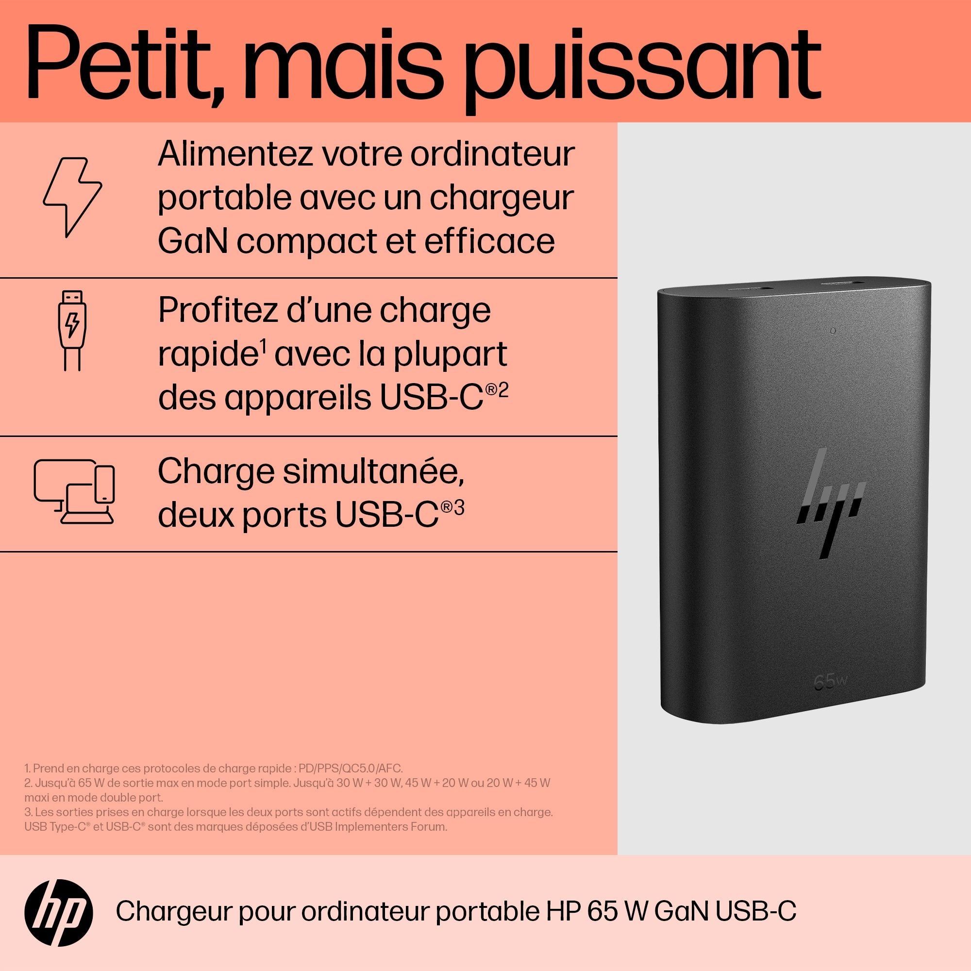 HP USB-C 65W GaN Laptop Chrg