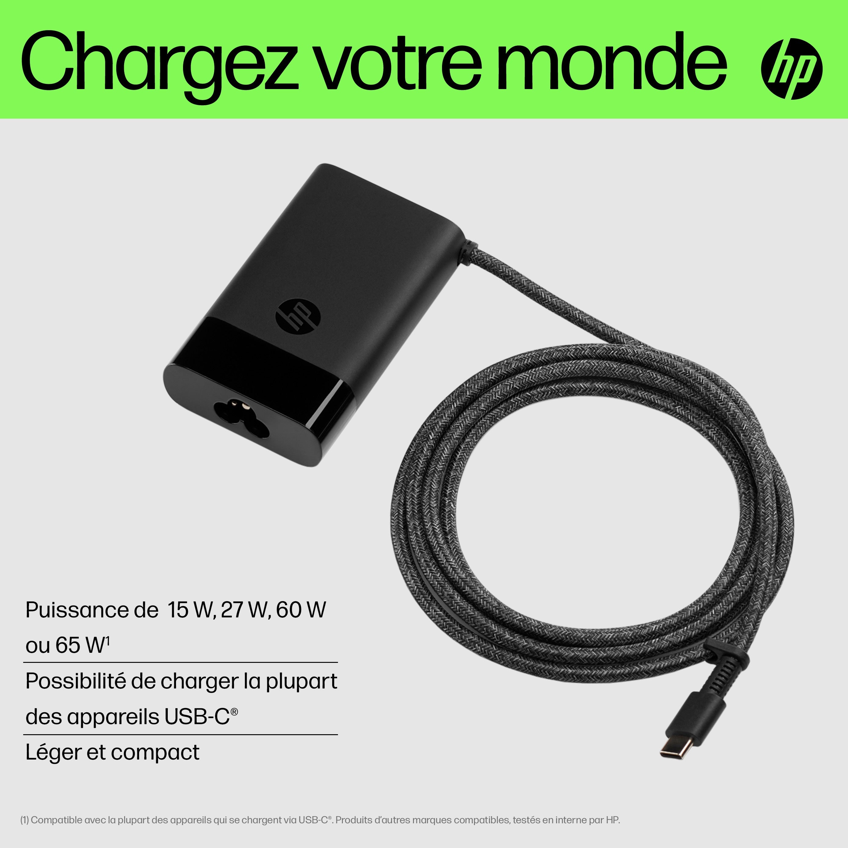 HP USB-C 65W Laptop Charger EURO