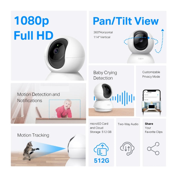 TP-Link Tapo C200P2 Sphérique Caméra de sécurité IP Intérieure 1920 x 1080 pixels Bureau