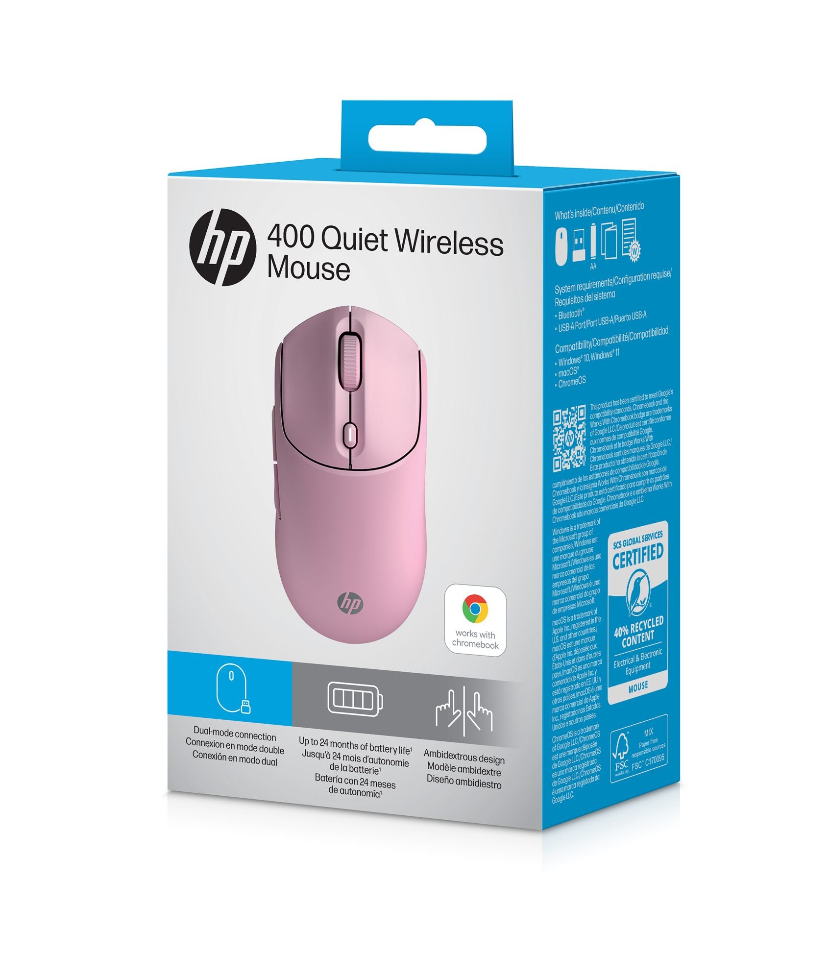 HP 400 Quiet Pink Wireless Mouse EURO