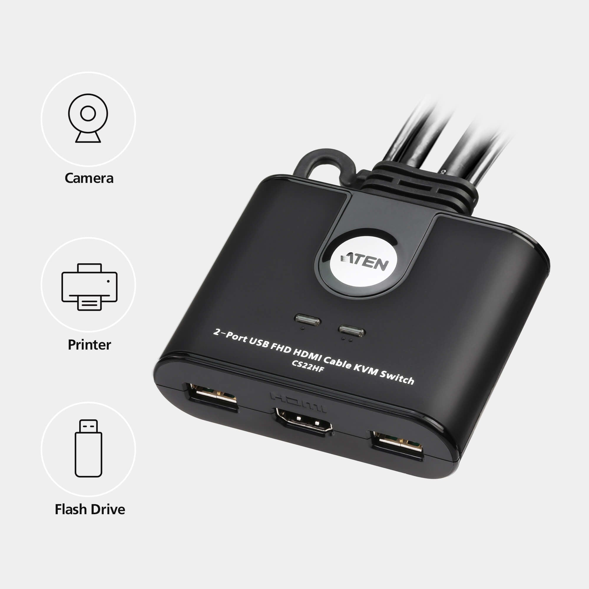 2-Port USB FHD HDMI Cable KVM Switch