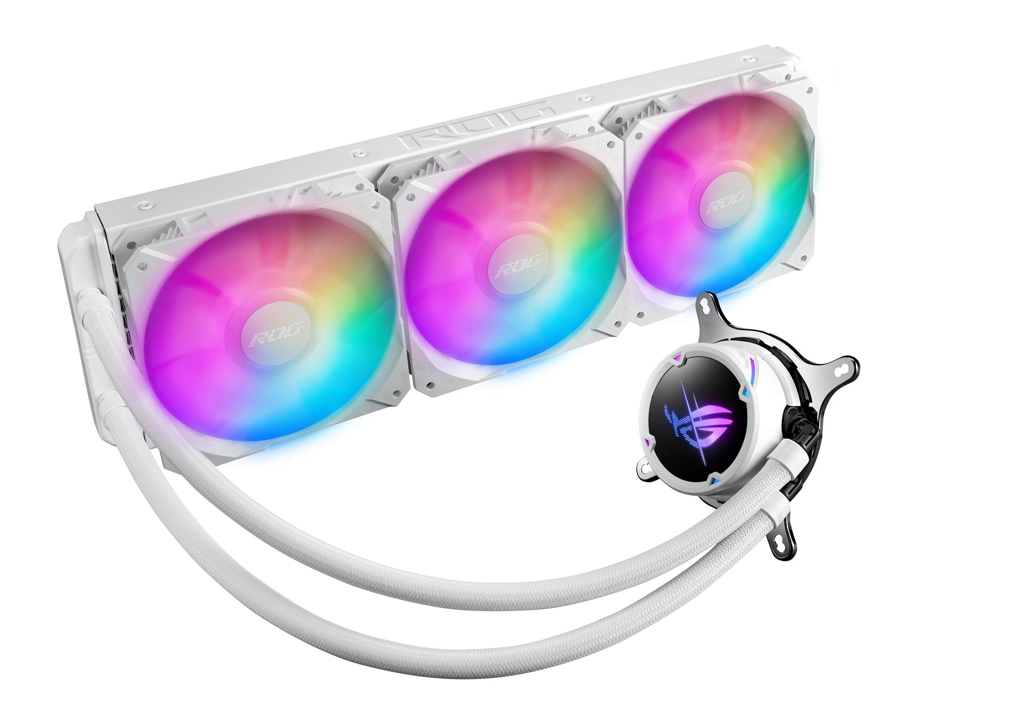 ASUS ROG Strix LC II 360 ARGB White Edition all-in-one liquid CPU cooler with Aura Sync