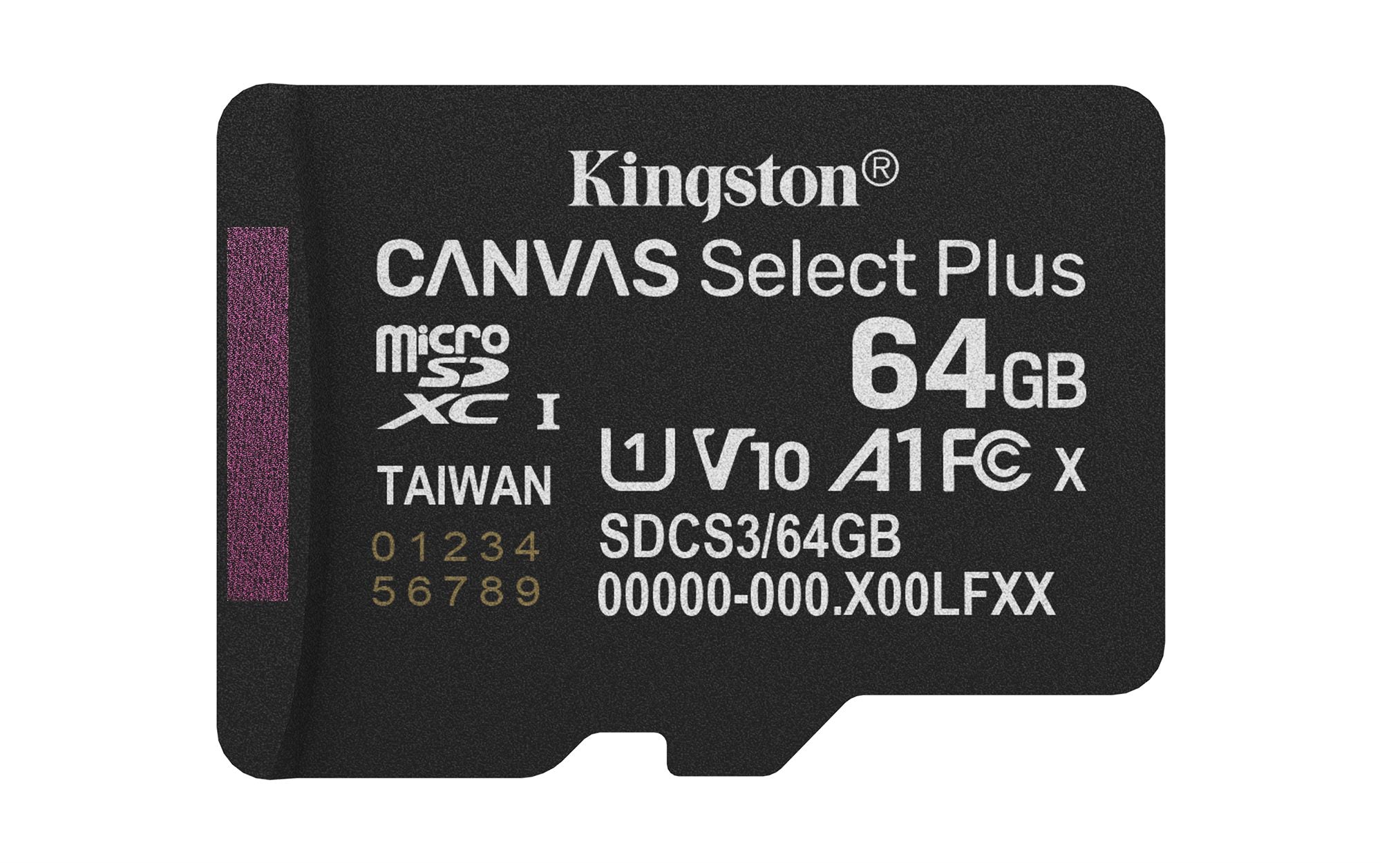 KINGSTON Canvas Select Plus Carte mémoire microSDXC 64Go Gen3 100R A1 Adaptateur SD Non Inclus