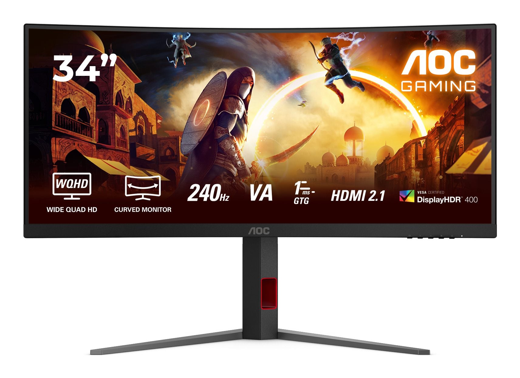 AOC CU34G4Z 34p 3440x1440 1ms 2xHDMI DP USB Black/Red