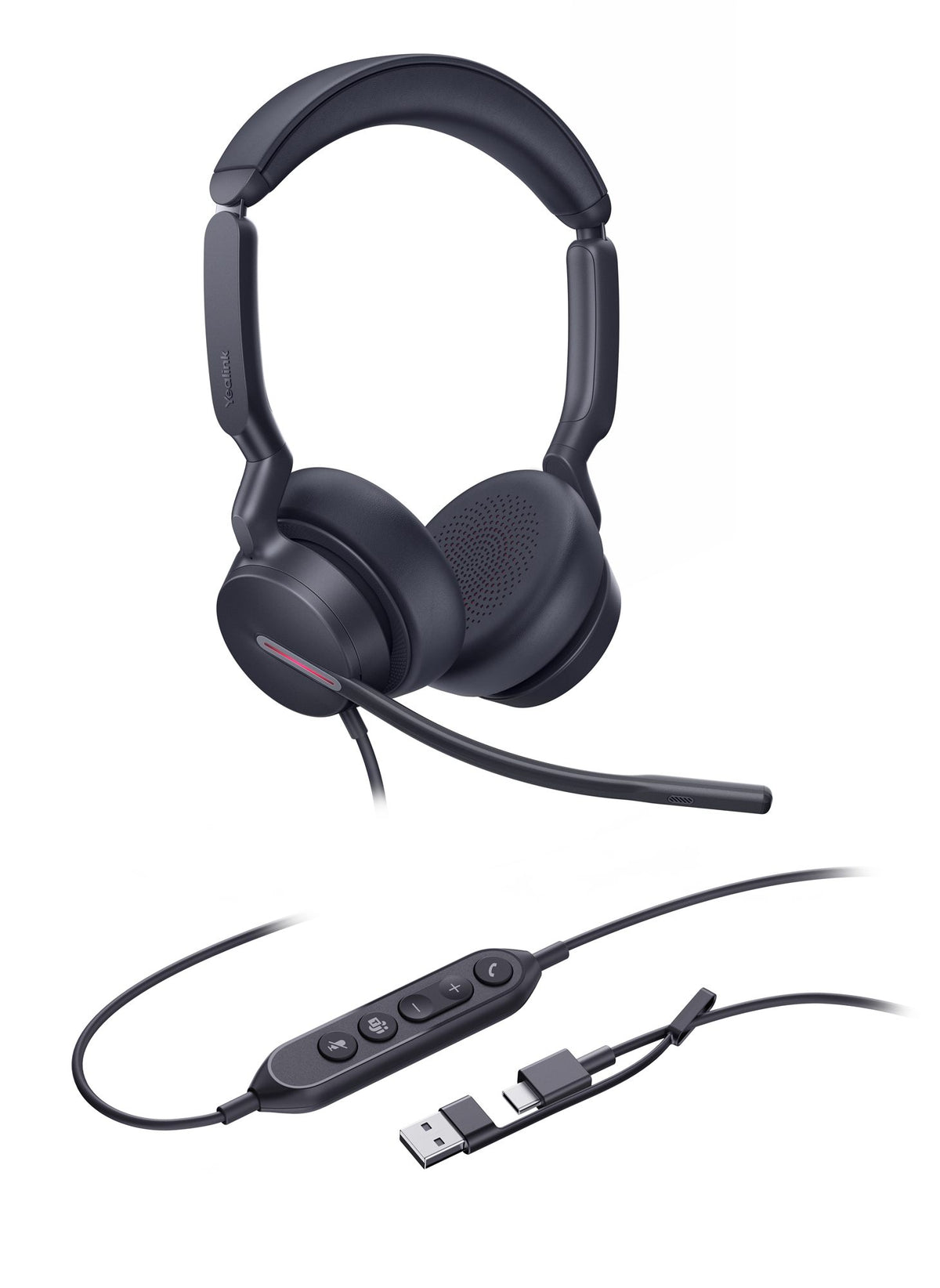 Yealink UH46 Dual Teams USB-C/A Avec fil Arceau Bureau/Centre d'appels USB Type-C / USB Type-A Noir