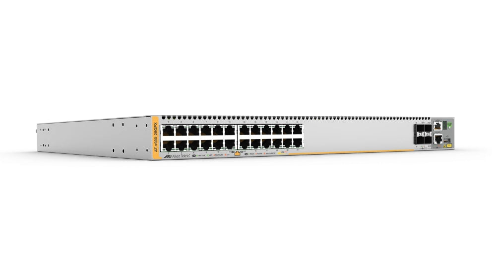 ALLIED 24x10/100/1000BASE-TX PoE+ ports 2xSFP+ ports 2xSFP+/Stack ports 1xExpansion module and dual hotswap PSU bays