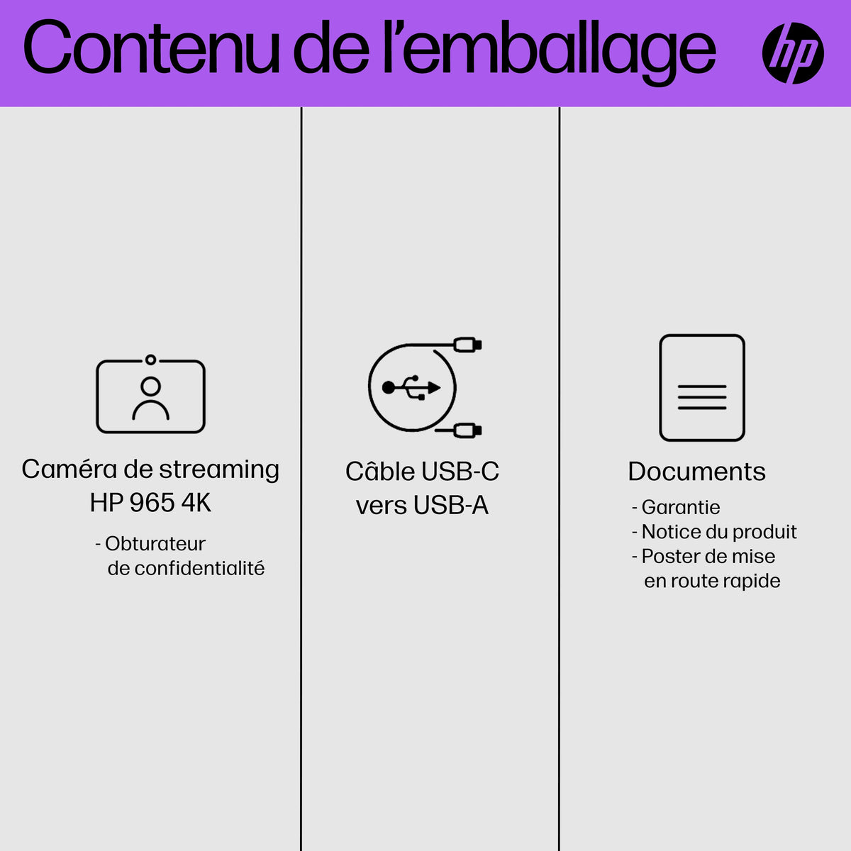 HP 965 4K Streaming webcam 8 MP 3840 x 2160 pixels USB Noir
