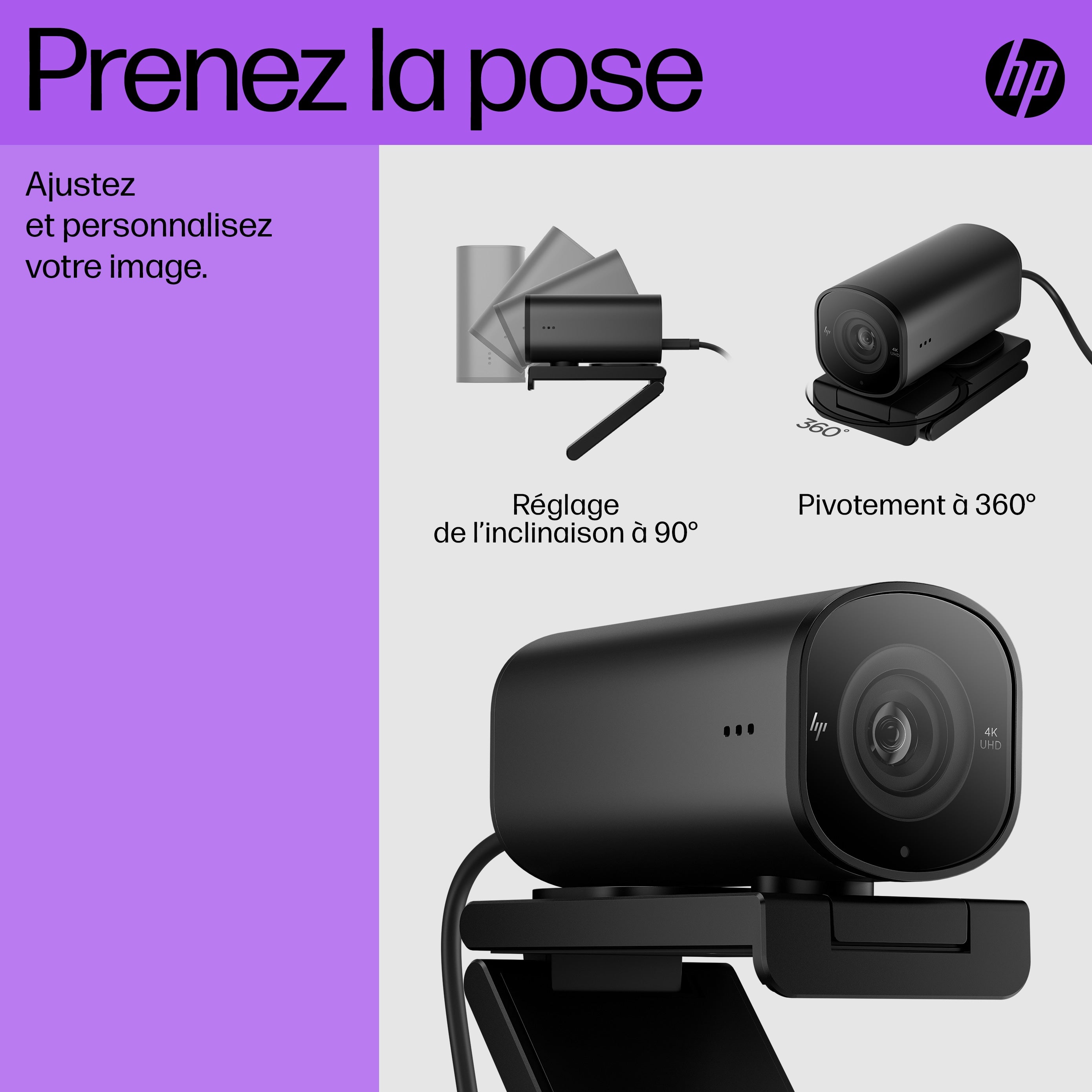 Webcam HP 965 - 4K HDR 8MP, USB (695J5AA)