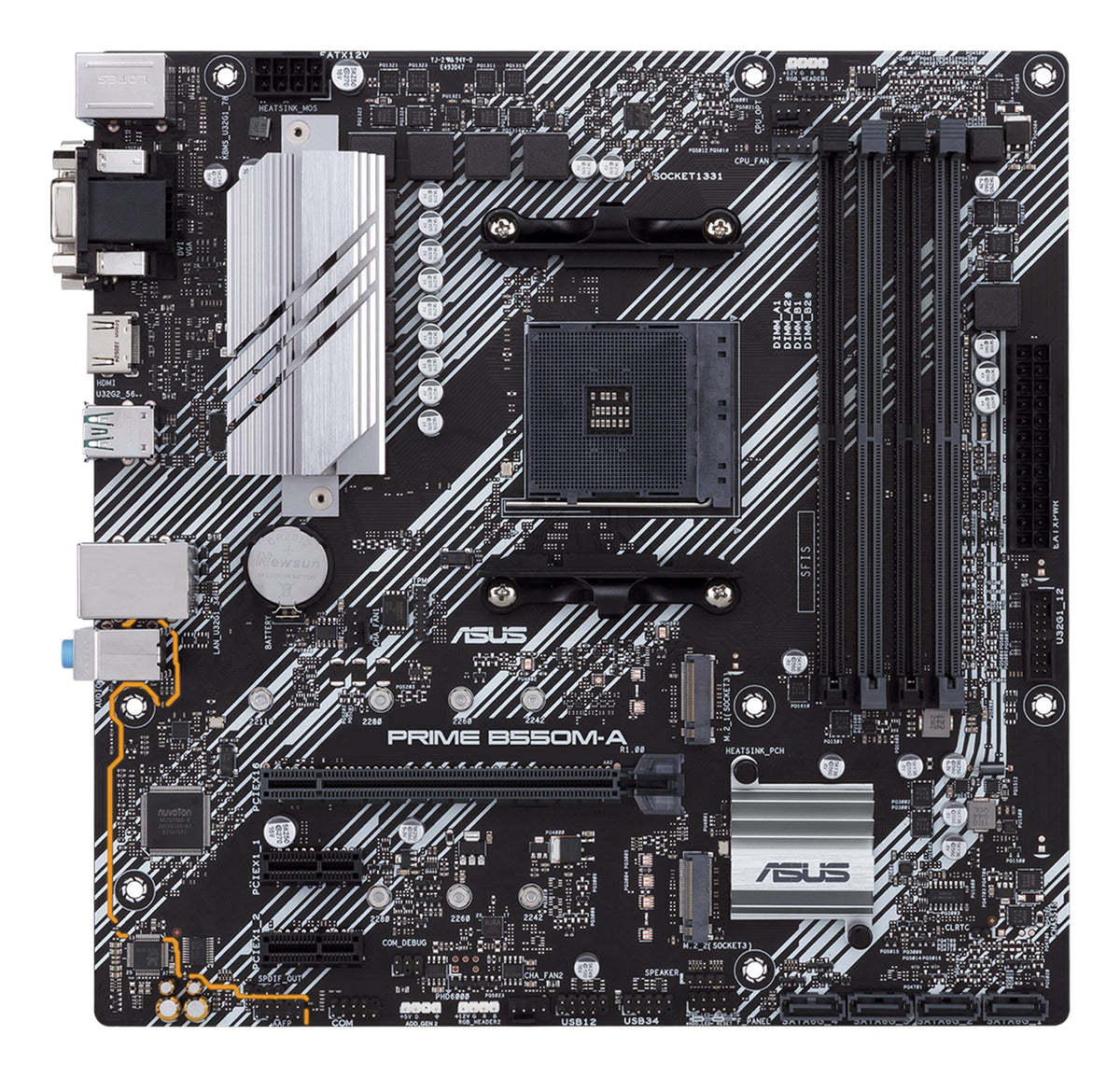 ASUS PRIME B550M-A mATX MB dual M.2 PCIe 4.0 1Gb Ethernet HDMI/D-Sub/DVI SATA 6Gbps USB3.2 Gen 2 Type-A