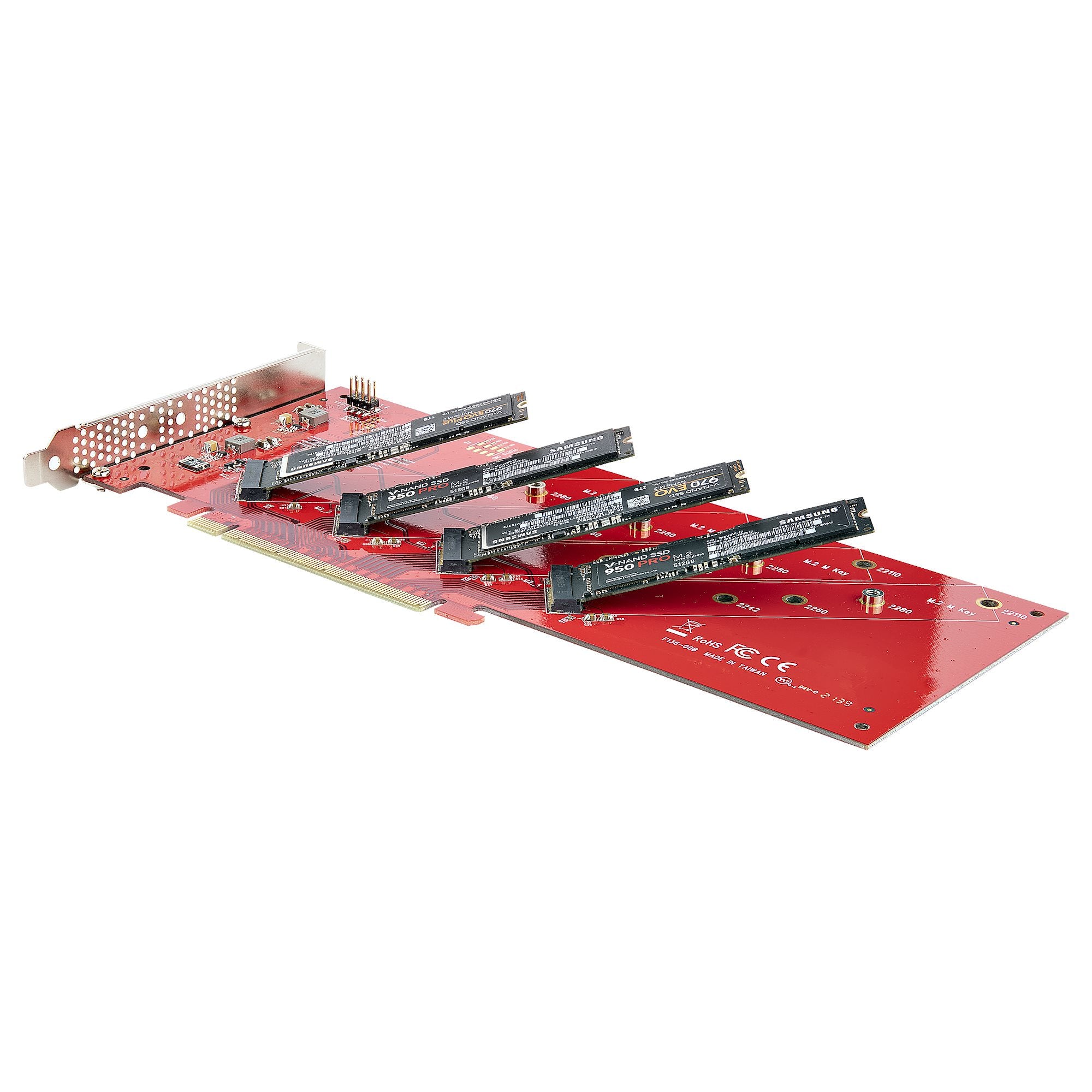 Quad M.2 PCIe Adapter for NVMe/AHCI SSD