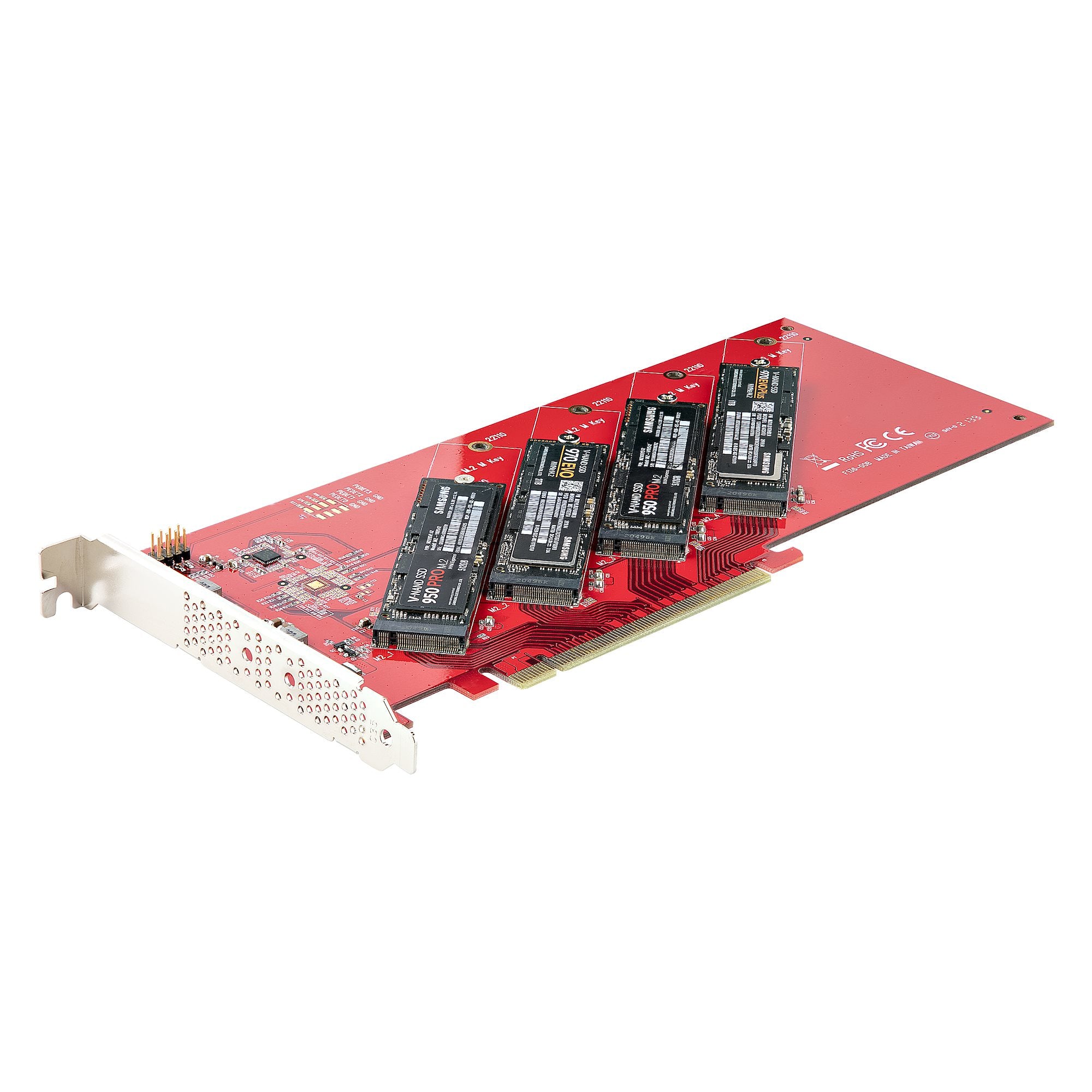 Quad M.2 PCIe Adapter for NVMe/AHCI SSD