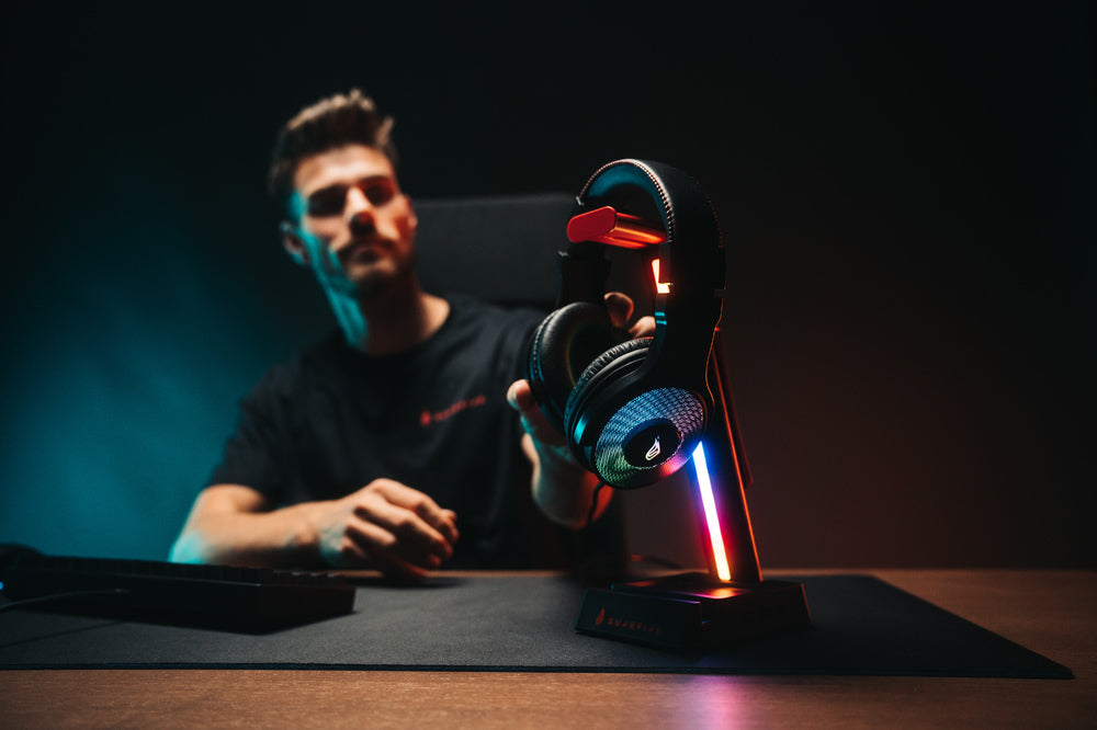 VERBATIM SUREFIRE VINSON N2 DUAL BALANCE GAMING RGB MULTI-FUNCTION HEADSET STAND BLACK WCF (P)