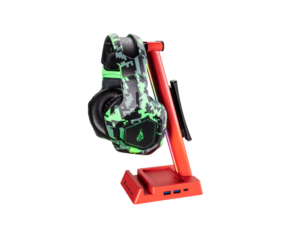 VERBATIM SUREFIRE VINSON N2 DUAL BALANCE GAMING RGB MULTI-FUNCTION HEADSET STAND RED WCF (P)