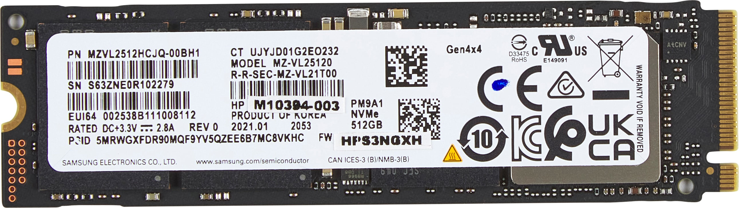 HP 512Go PCIe-4x4 NVMe M.2 SSD
