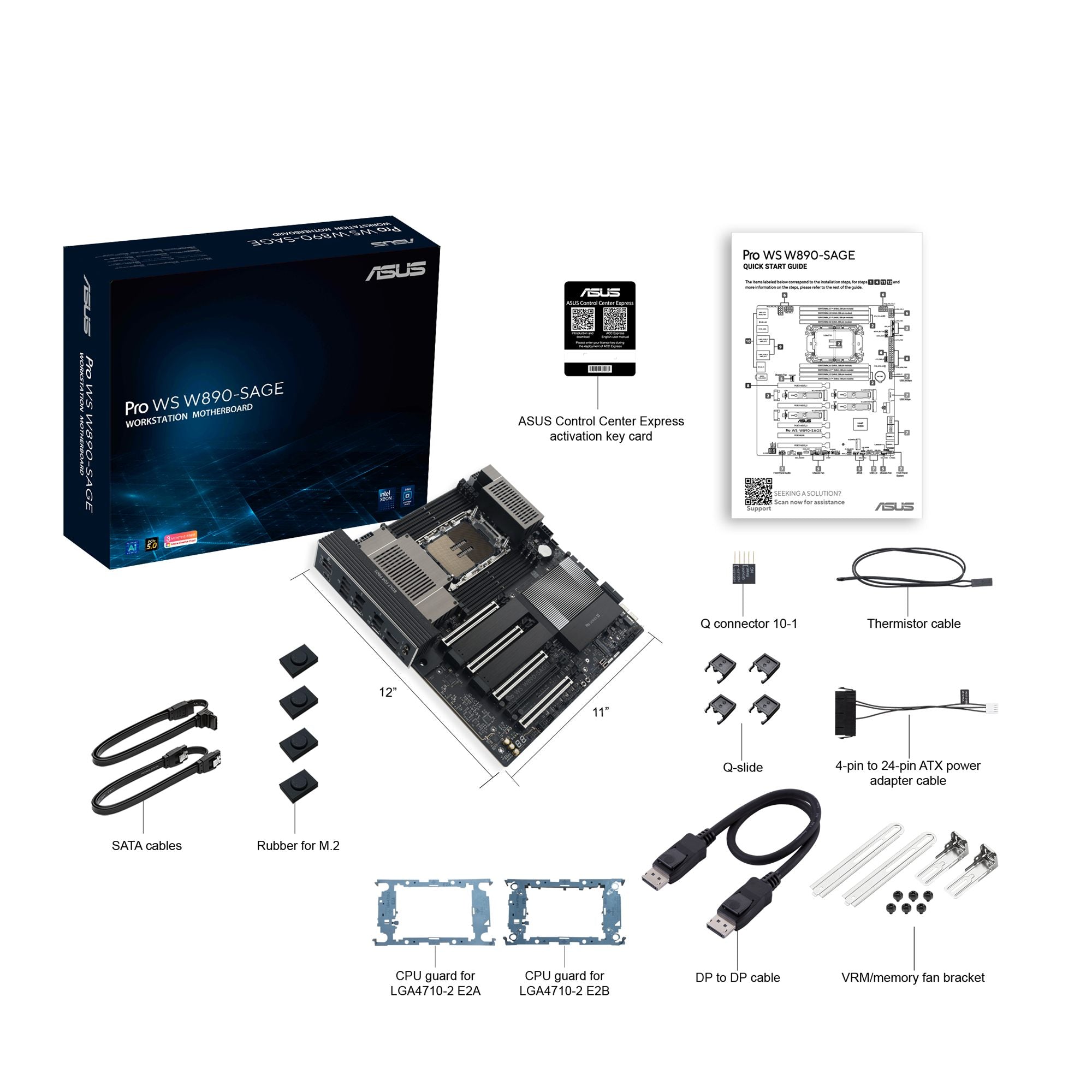 ASUS PRO WS W890-SAGE LGA4710-2 EEB workstation motherboard 8xDDR4 4xPCIe 5.0 4xM.2 4xSATA