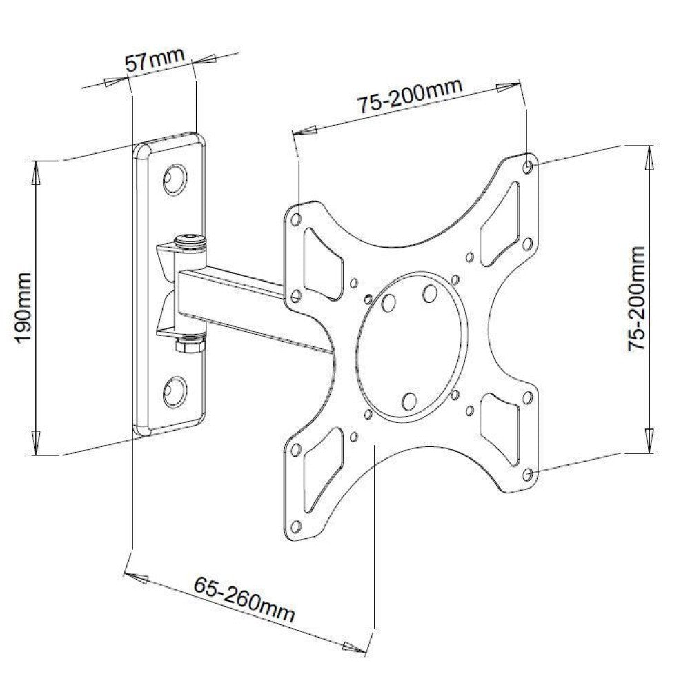 "Techly ICA-LCD 2901 Support mural pour TV 19-37"" LED/LCD 25kg pivotant inclinable"