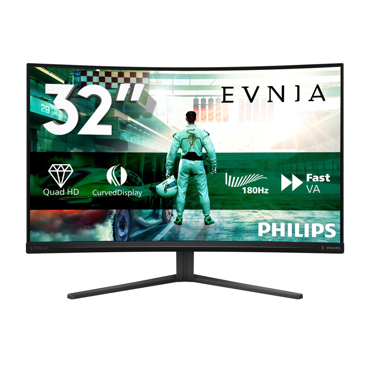 PHILIPS Evnia 3000 32M2C3500L - Ecran Gaming incruvé - 32p - 2560 x 1440 QHD 180 Hz - VA - 300 cd/m² -3500:1 - HDR10 - 2xHDMI DP -