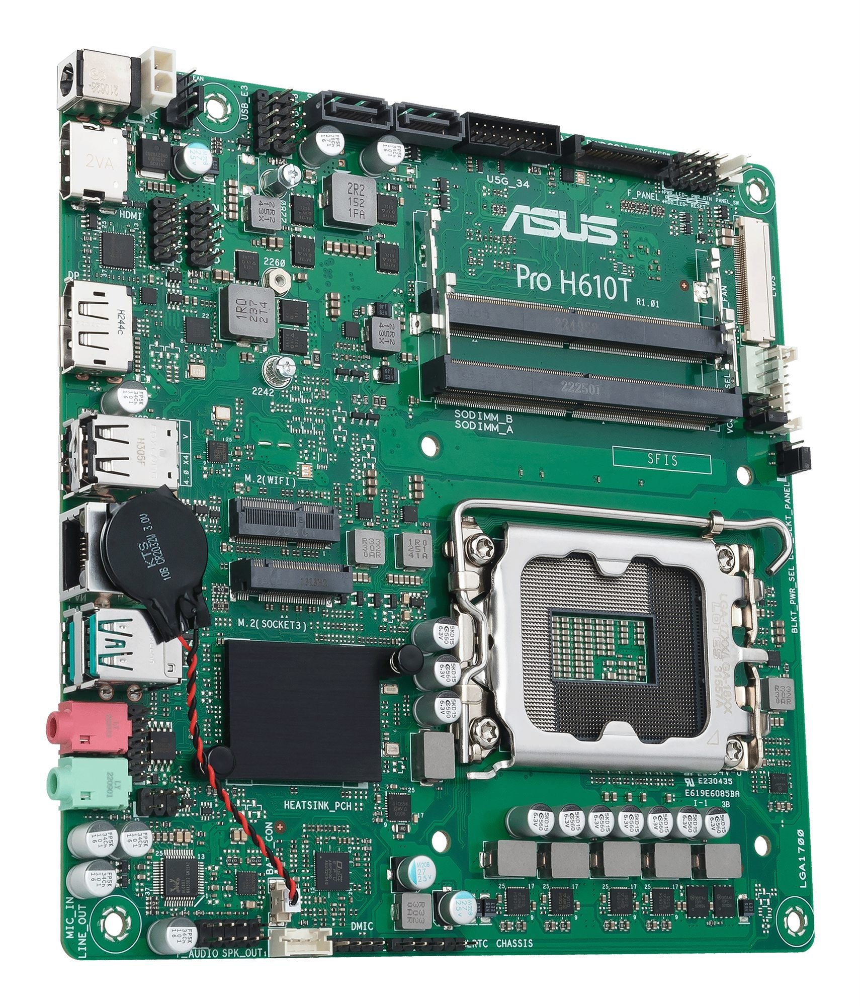 ASUS PRO H610T-CSM LGA1700 2DDR4 Thin Mini ITX 2xSATA MB 1xHDMI 1xDP 1xLVDS 3xM.2