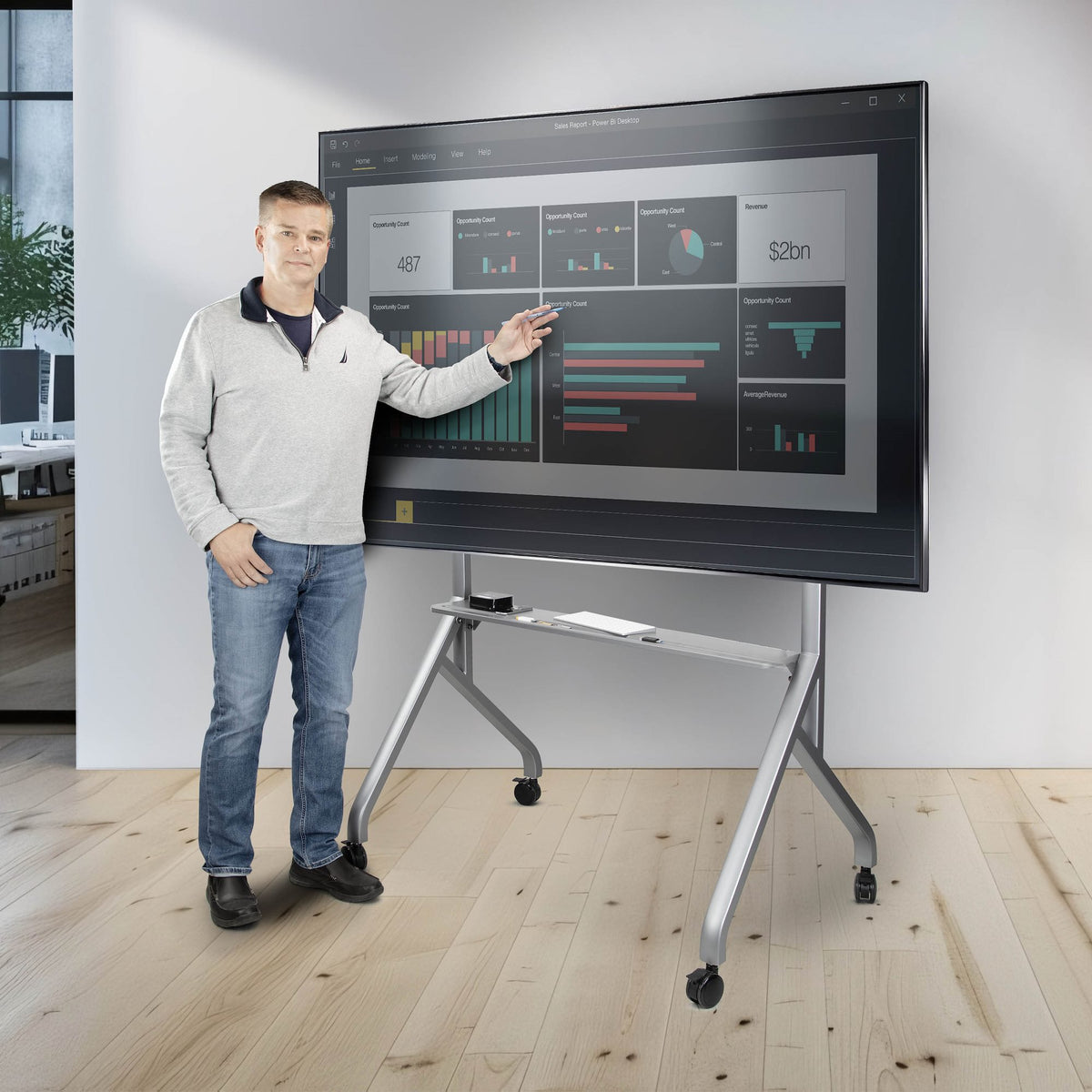 Easel-Style TV Cart/Stand for 100"/220lb