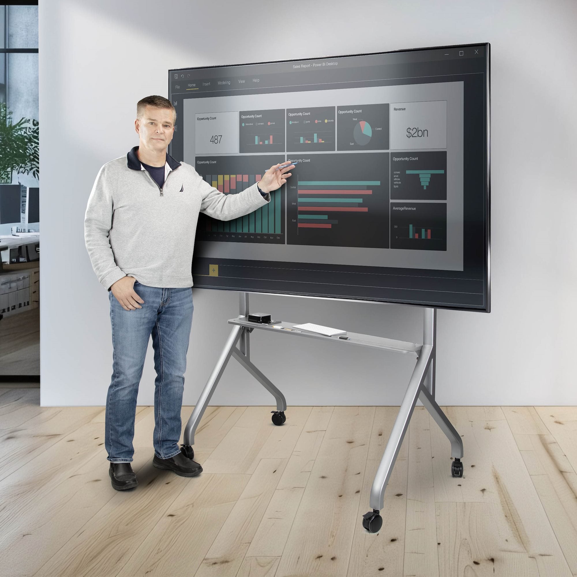 Easel-Style TV Cart/Stand for 100"/220lb