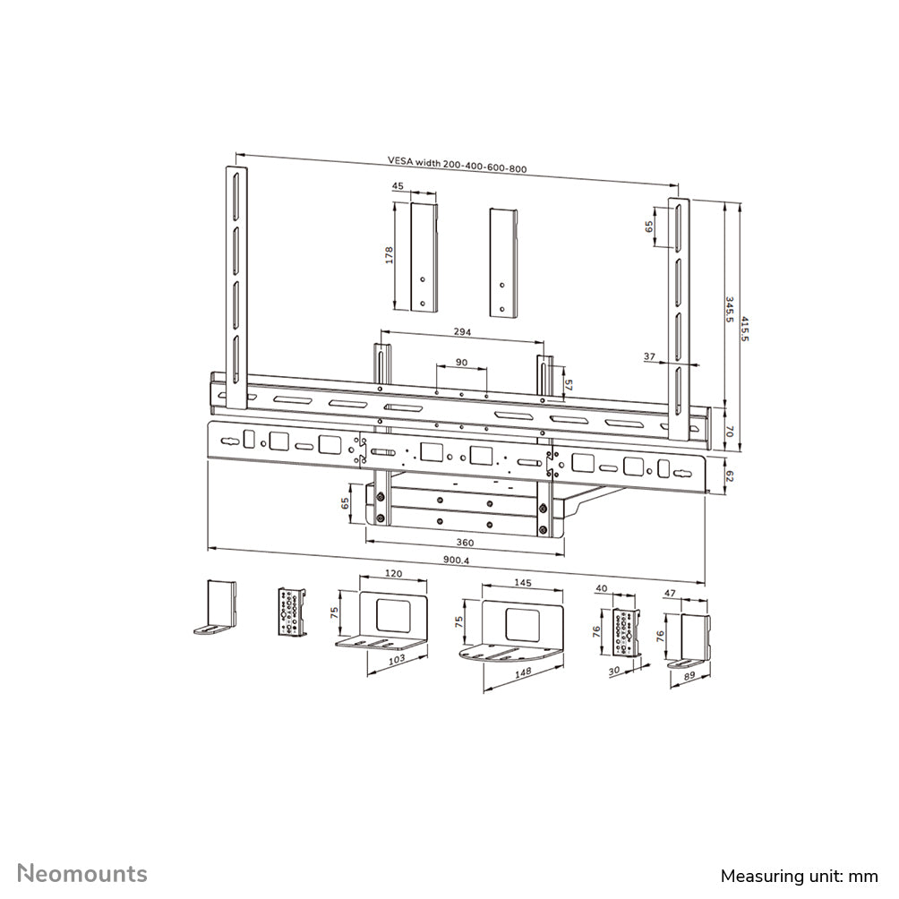 NEOMOUNTS Videobar and laptop shelf VESA max 8kg universal