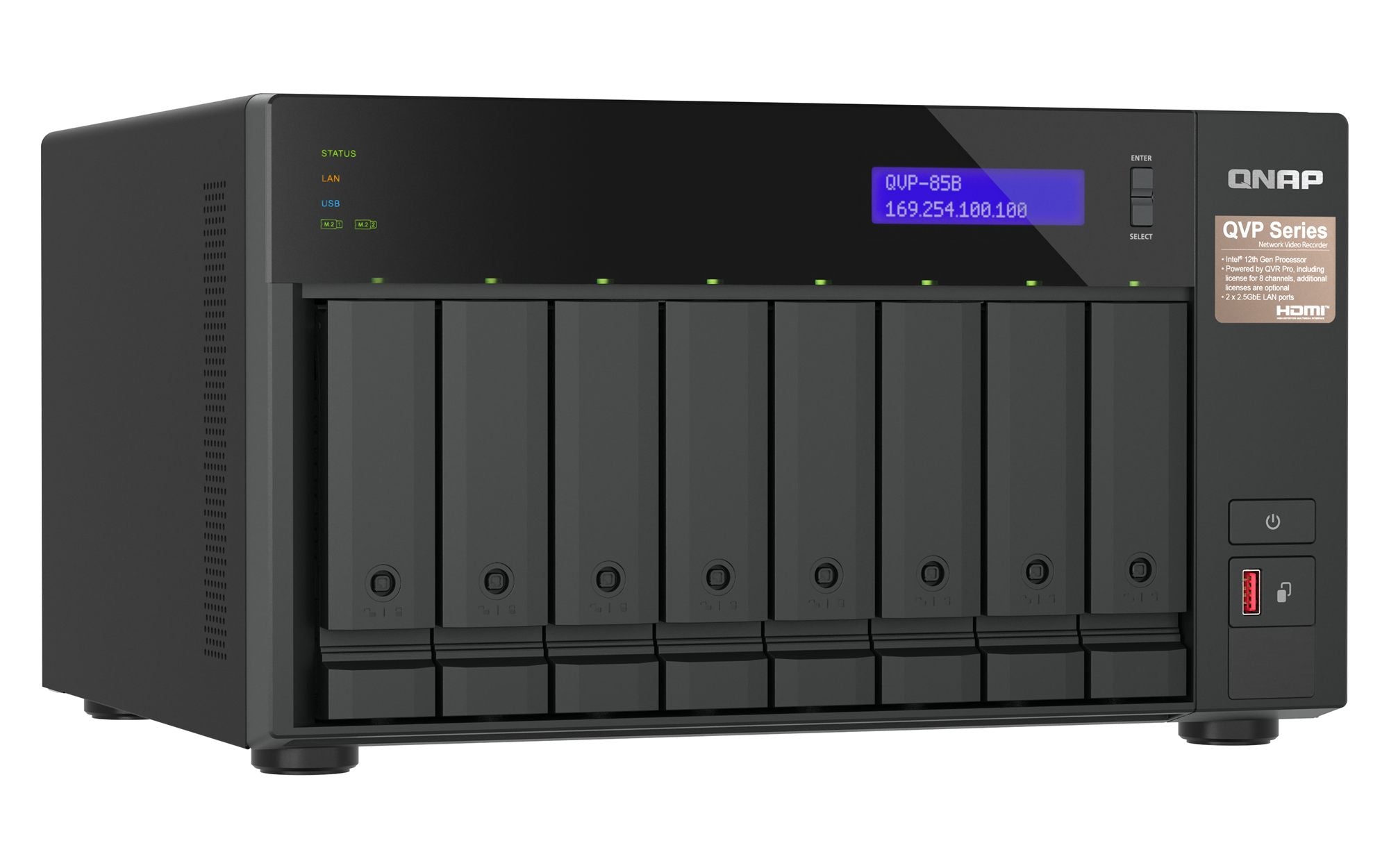QNAP QVP-85B serveur de stockage NAS Tower Intel® Core™ i5 32 Go DDR4 HDD QVR Pro Noir