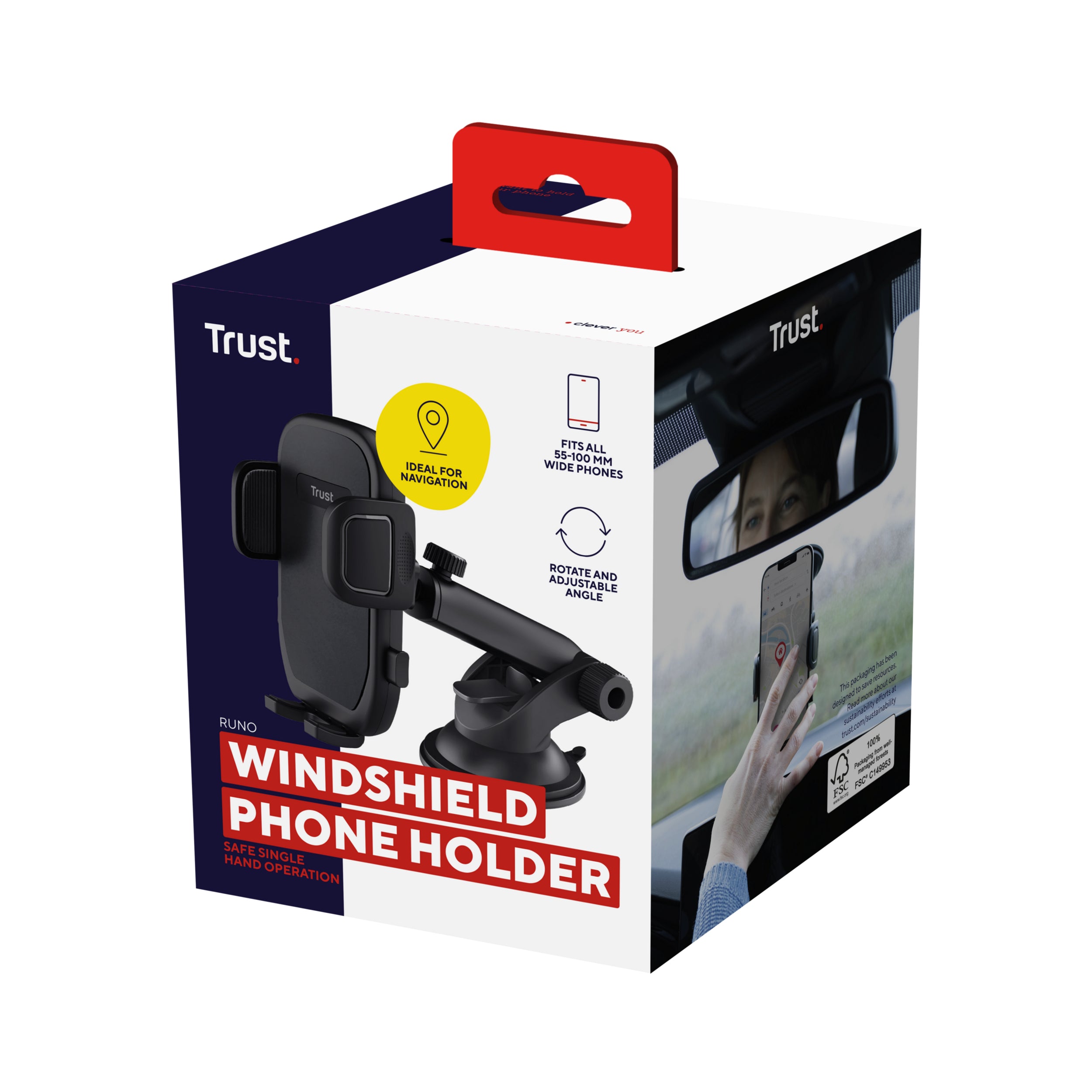 TRUST Support pour téléphone RUNO avec monture pour pare-brise