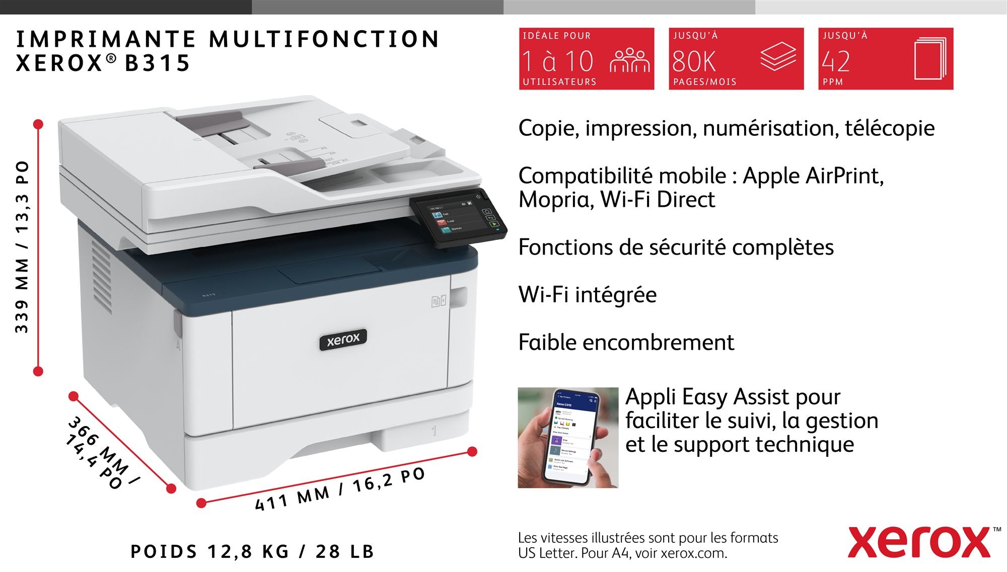 Xerox B315 Mono MFP 40ppm 4in1 2500py