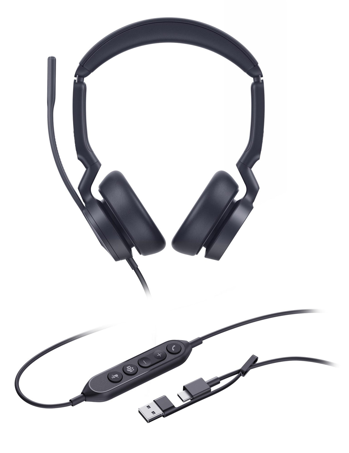 Yealink UH46 Dual Teams USB-C/A Avec fil Arceau Bureau/Centre d'appels USB Type-C / USB Type-A Noir