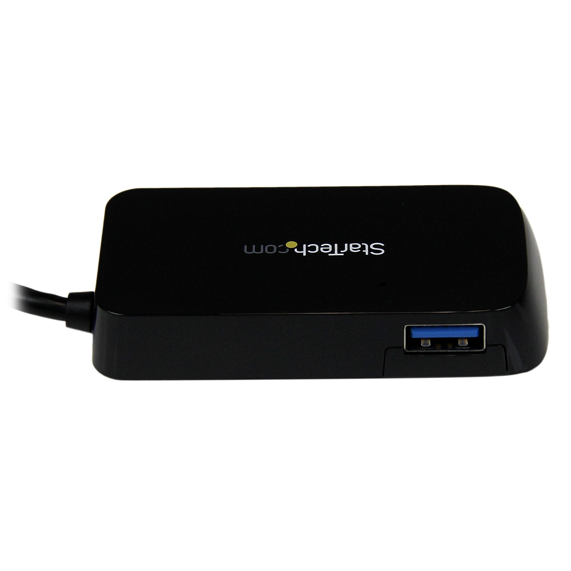 Portable 4 Port Mini USB 3.0 Hub - Black