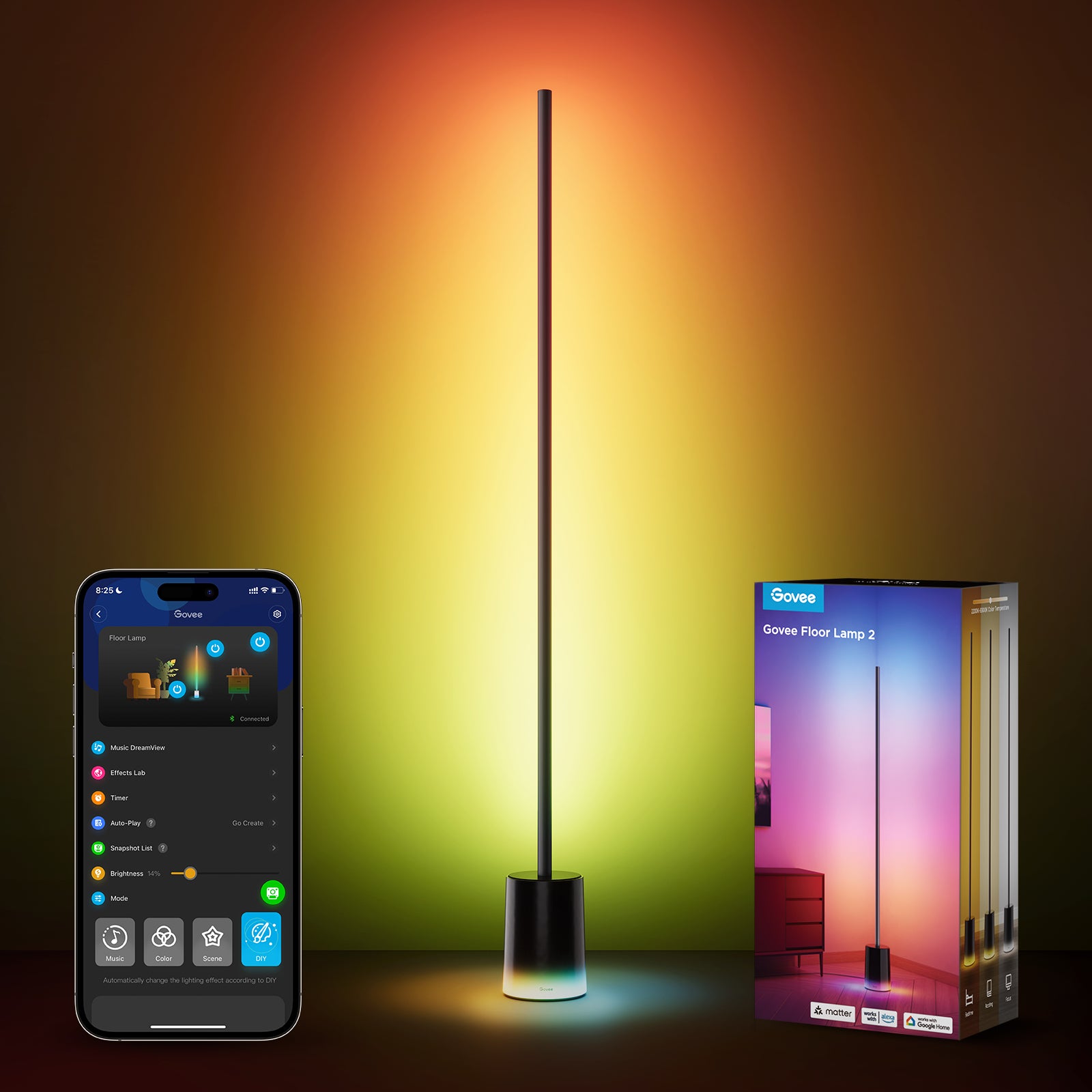 Govee H607C Floor Lamp | Lampe sur pied | RGBICWW, prise en charge de Matter
