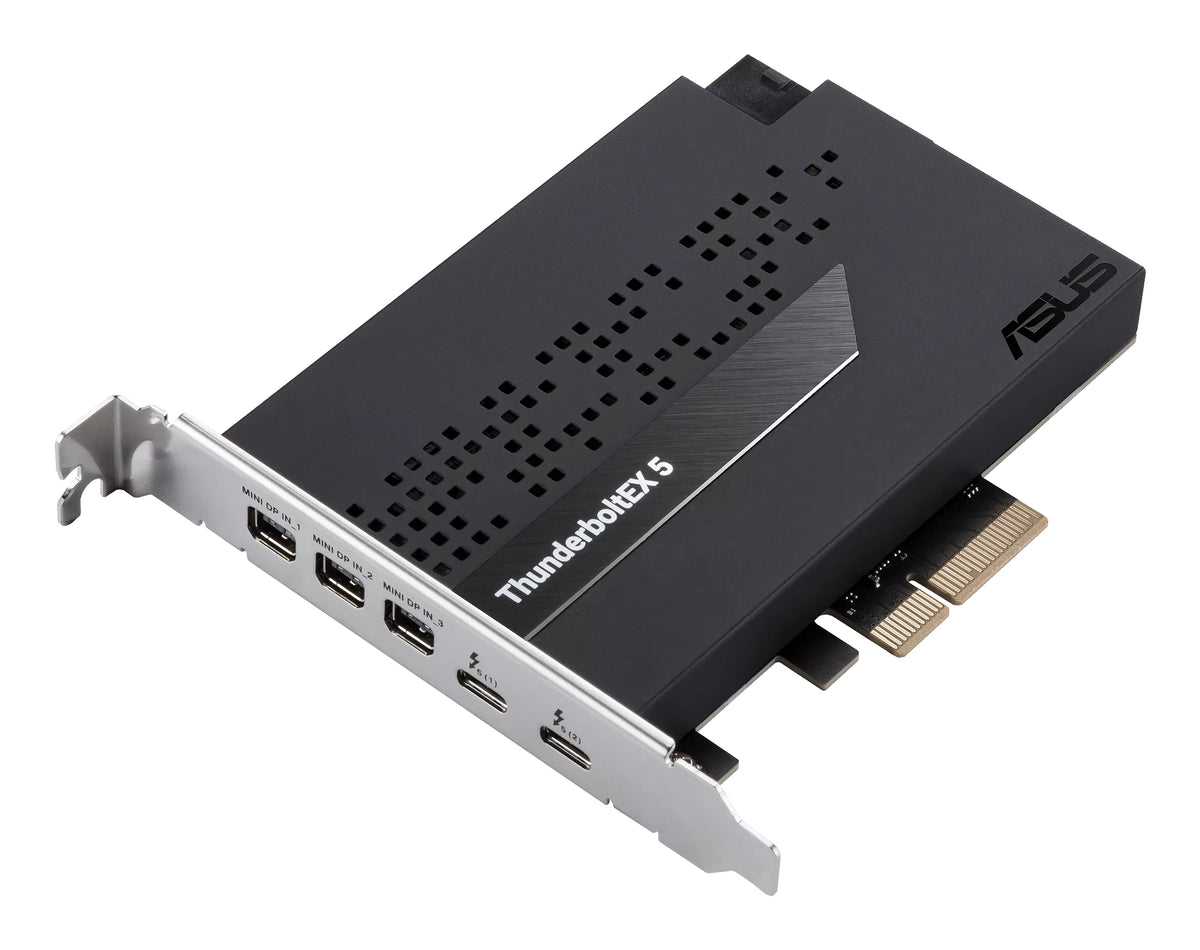 ASUS ThunderboltEX 5 expansion card dual Thunderbolt 5 USB C ports DisplayPort 2.1 PCIe 4.0