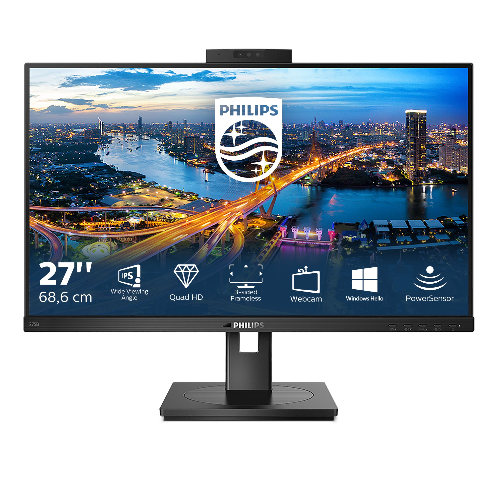 PHILIPS 275B1H/00 B Line 68.6cm 27p LCD IPS QHD 2560x1440 16:9 1000:1 300cd/m2 4ms GtG HDMI DP DVI-D