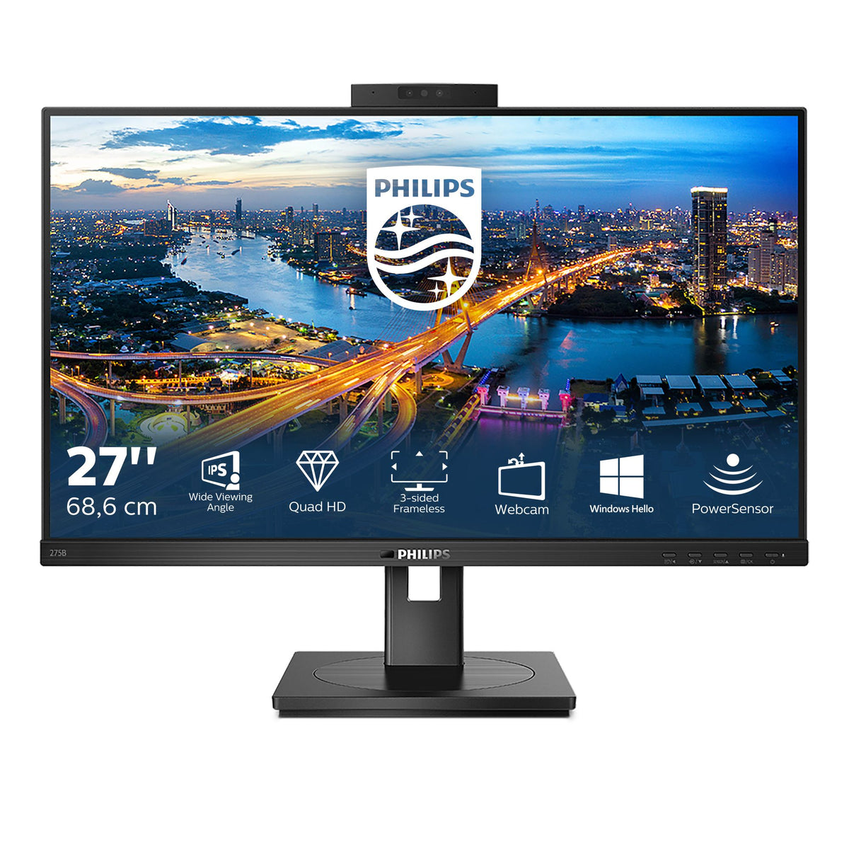 PHILIPS 275B1H/00 B Line 68.6cm 27p LCD IPS QHD 2560x1440 16:9 1000:1 300cd/m2 4ms GtG HDMI DP DVI-D