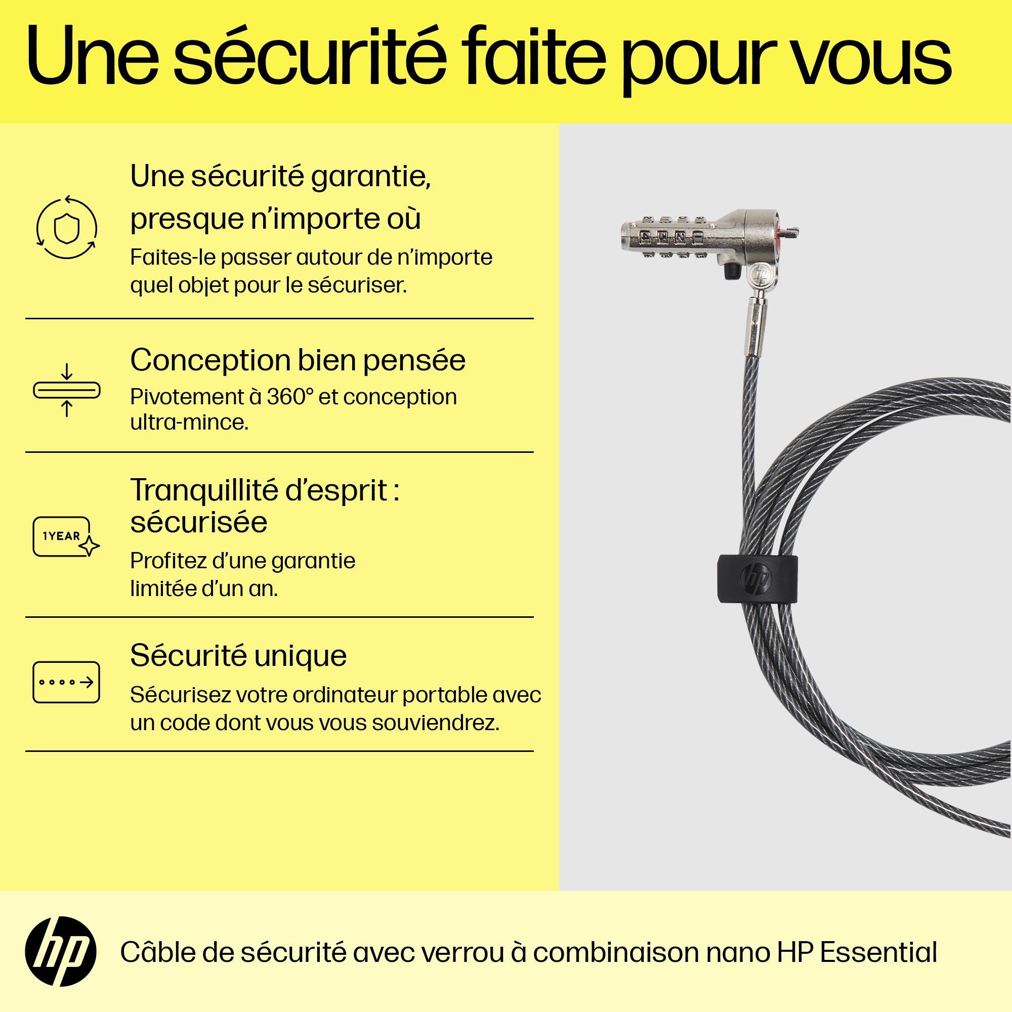 HP Essential Nano Combination Cable Lock