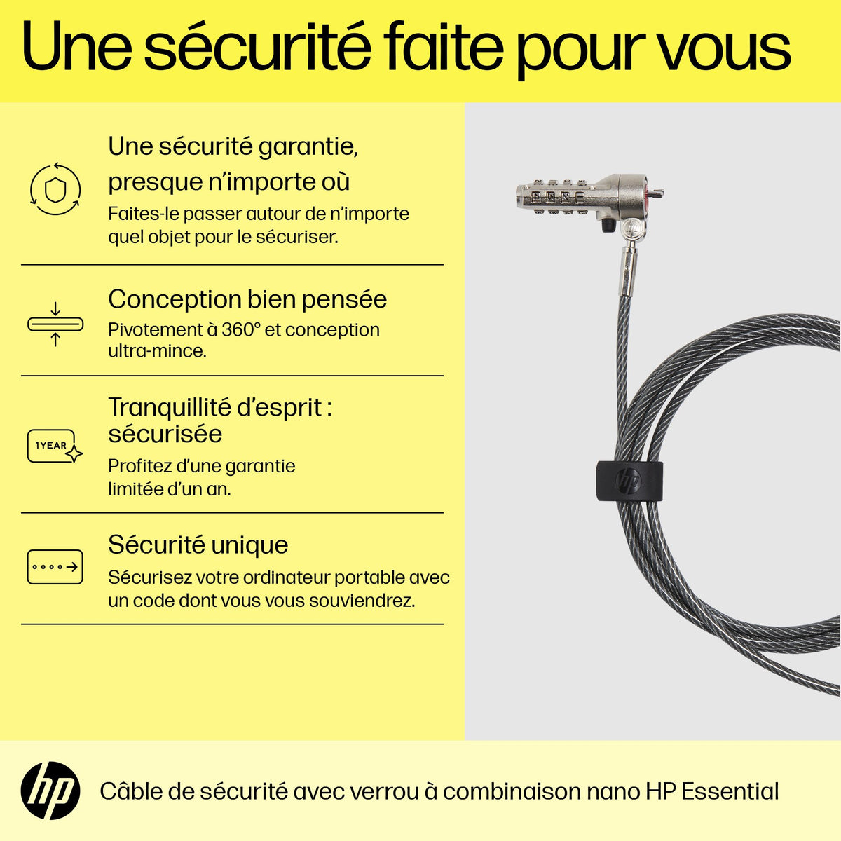 HP Essential Nano Combination Cable Lock